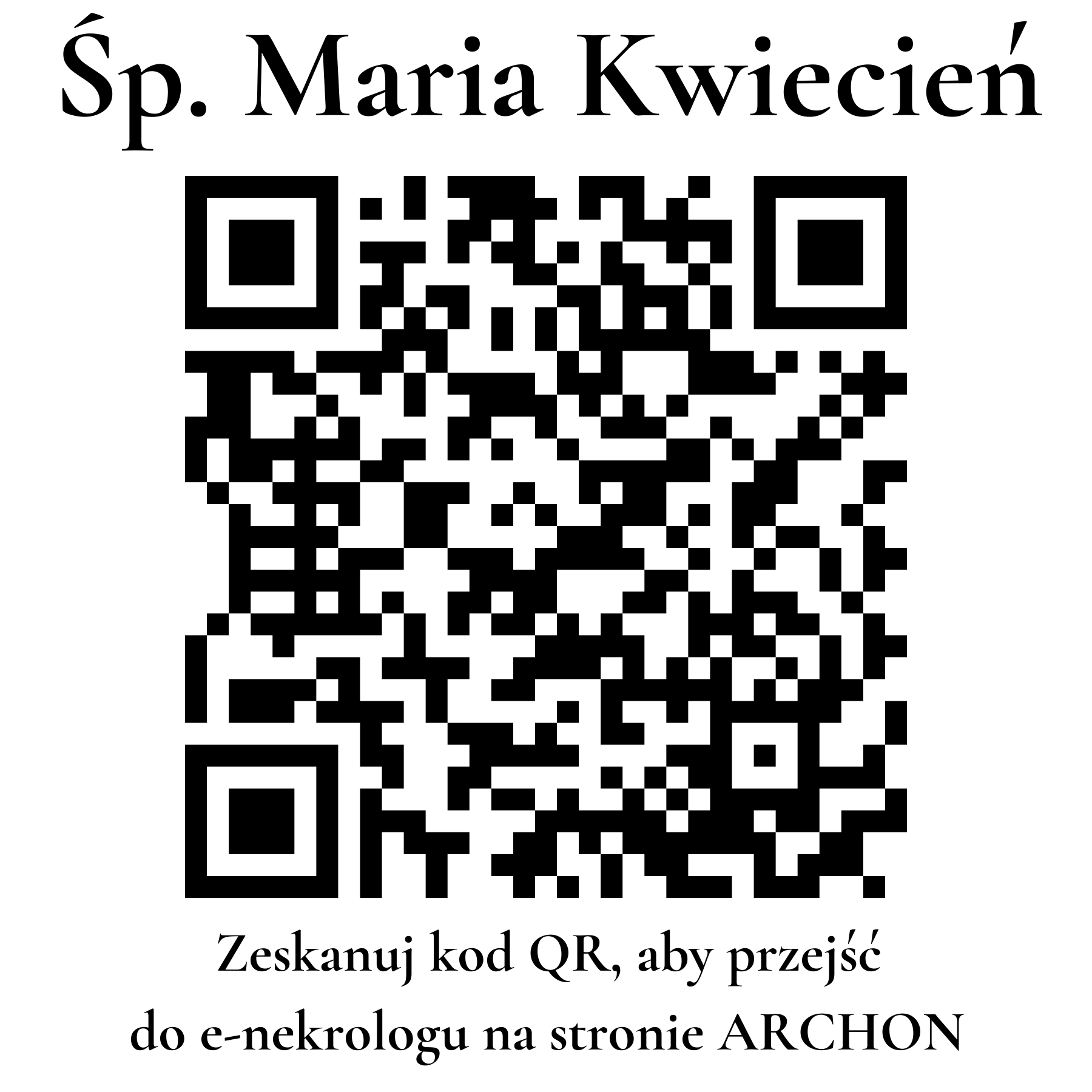 Kod QR do nekrologu Maria Kwiecień