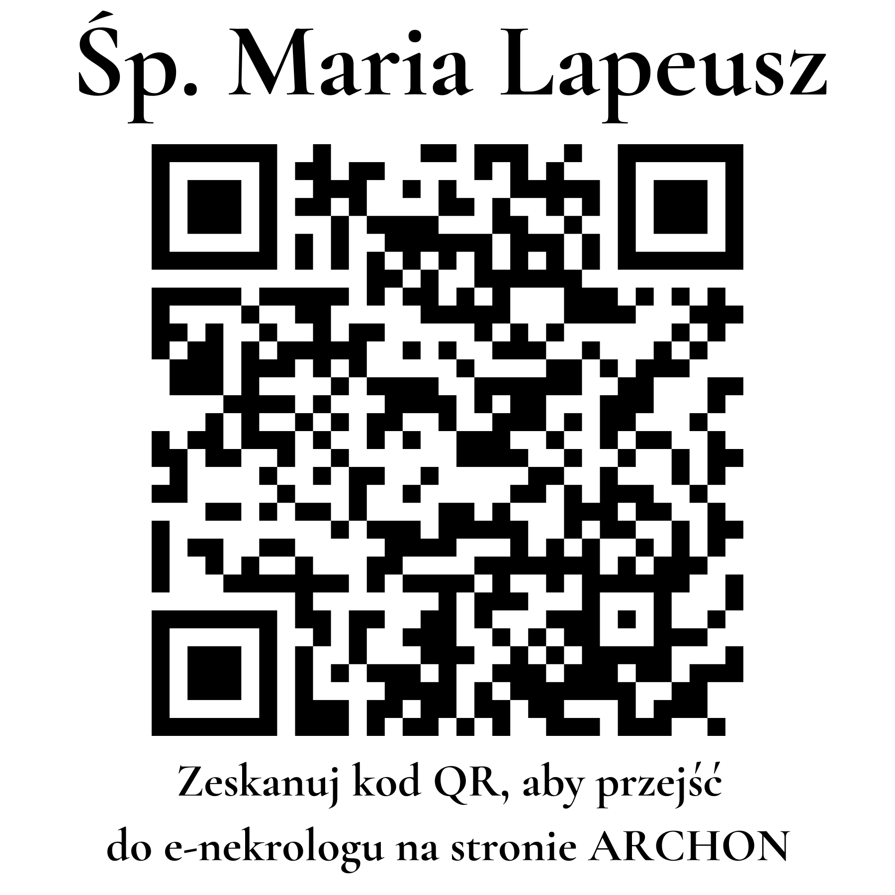 Kod QR do nekrologu Maria Lapeusz