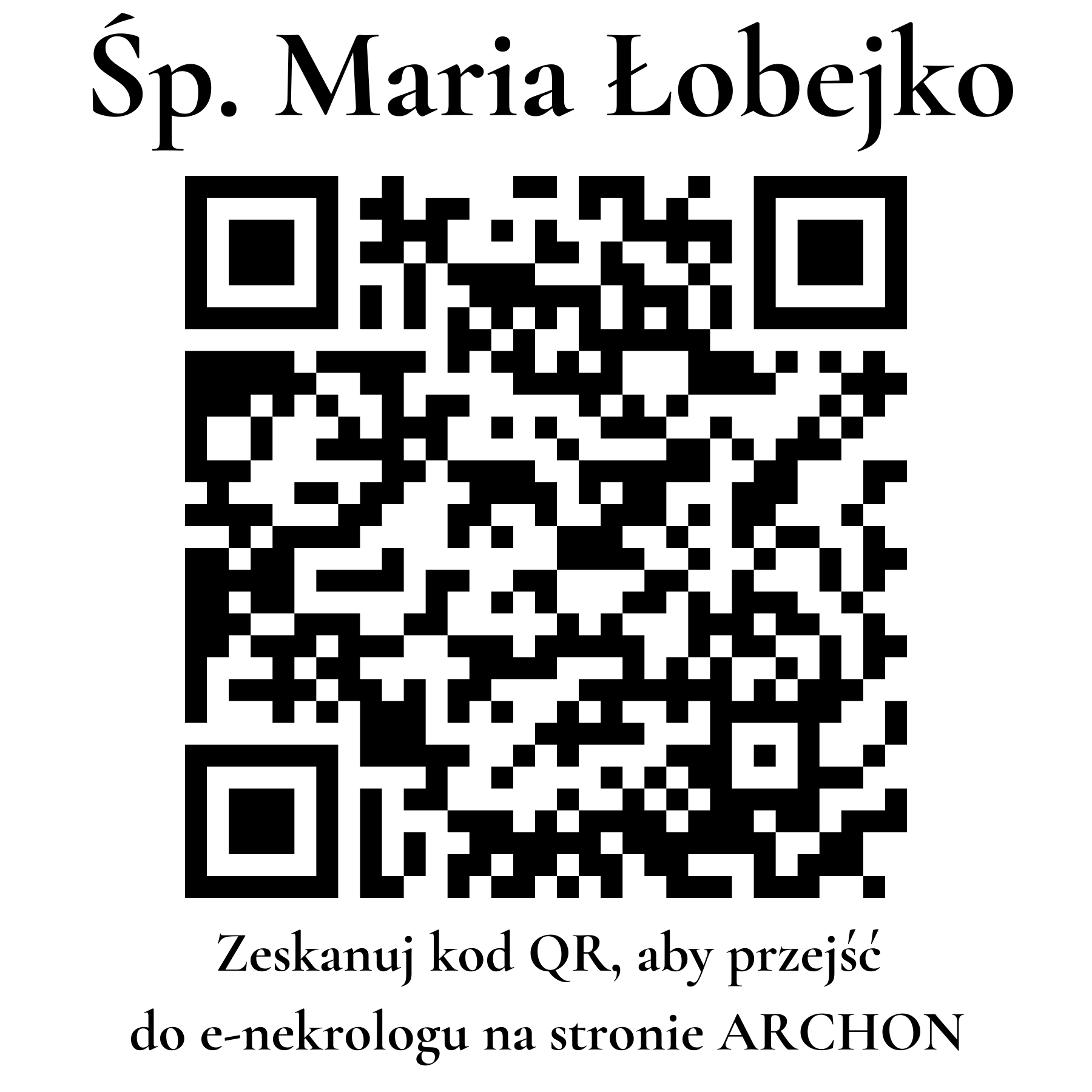 Kod QR do nekrologu Maria Łobejko