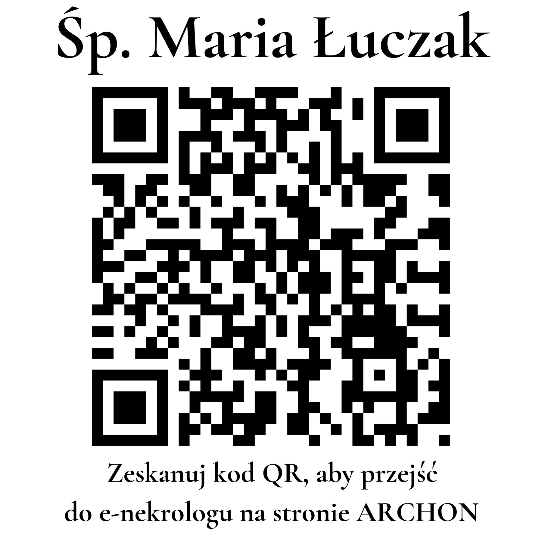 Kod QR do nekrologu Maria Łuczak