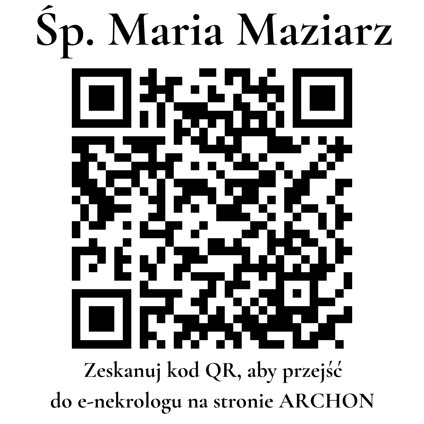 Kod QR do nekrologu Maria Maziarz