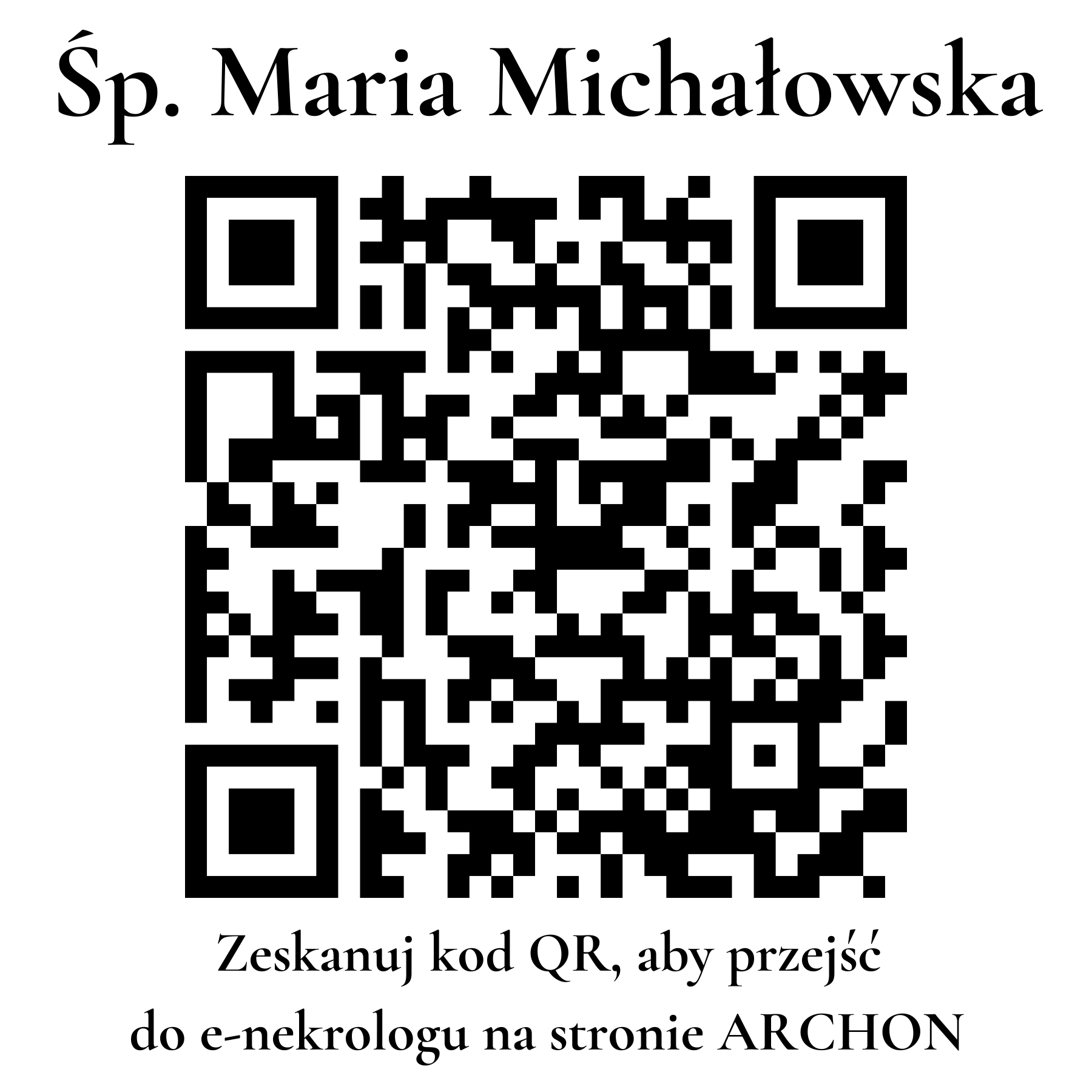 Kod QR do nekrologu Maria Michałowska