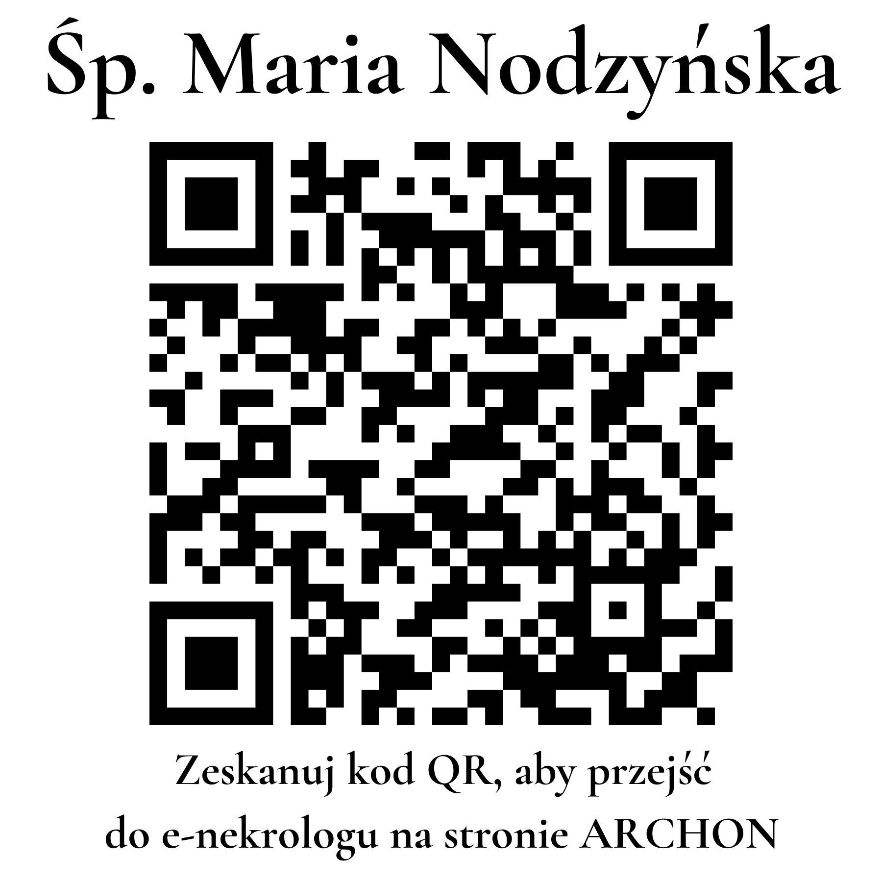 Kod QR do nekrologu Maria Nodzyńska