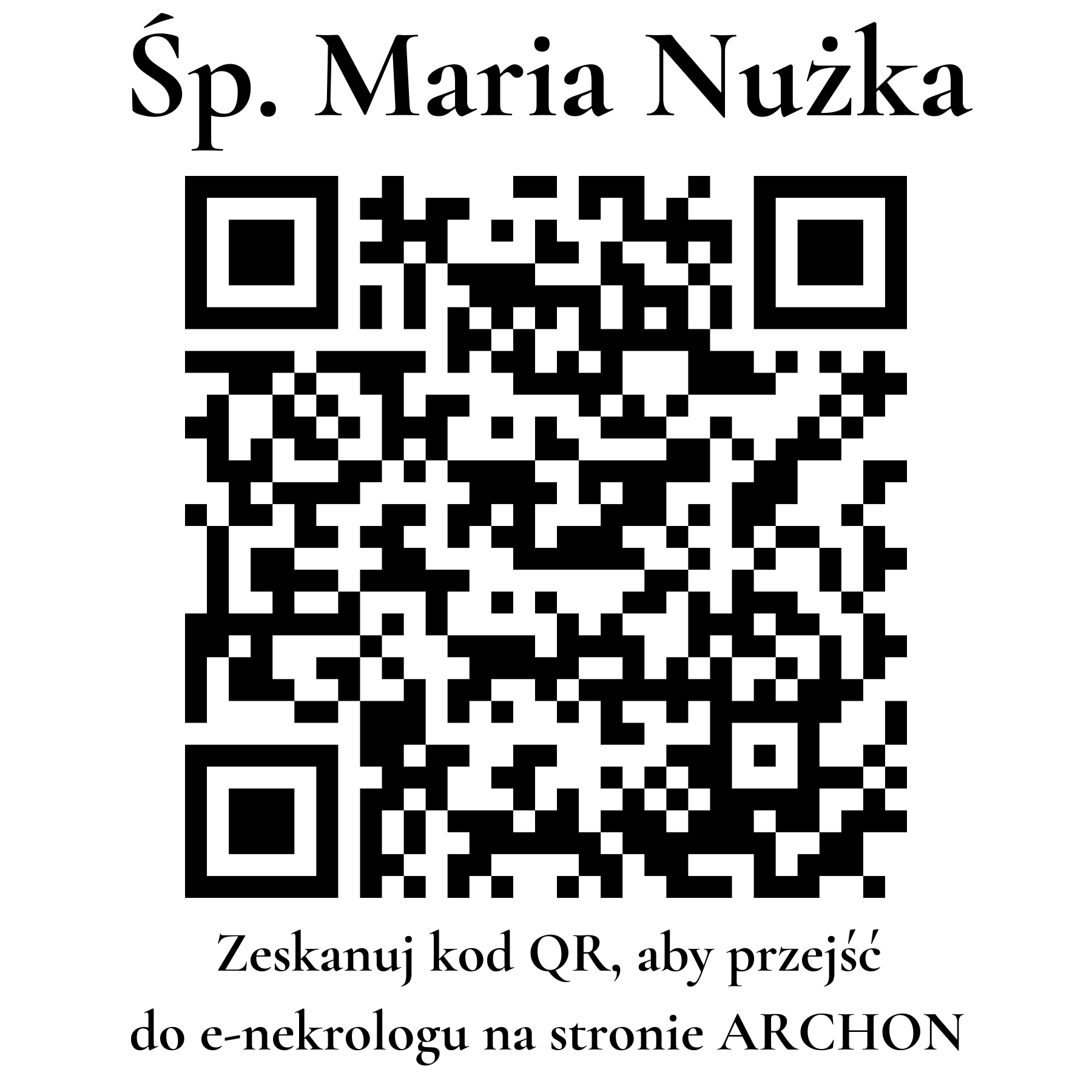 Kod QR do nekrologu Maria Nużka Kod QR do nekrologu Maria Nużka