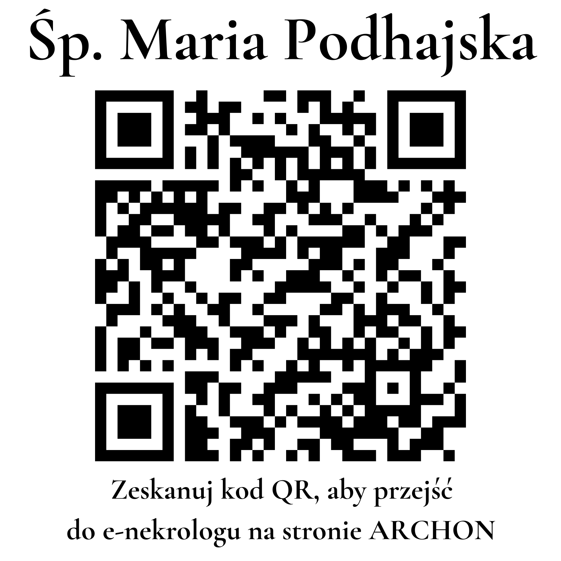 Kod QR do nekrologu Maria Podhajska