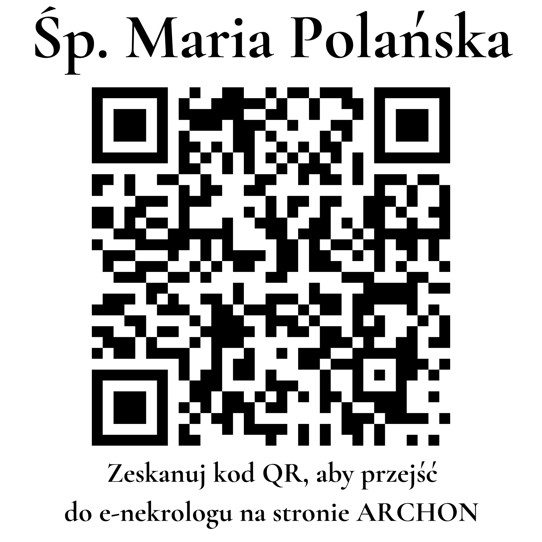 Kod QR do nekrologu Maria Polańska Kod QR do nekrologu Maria Polańska