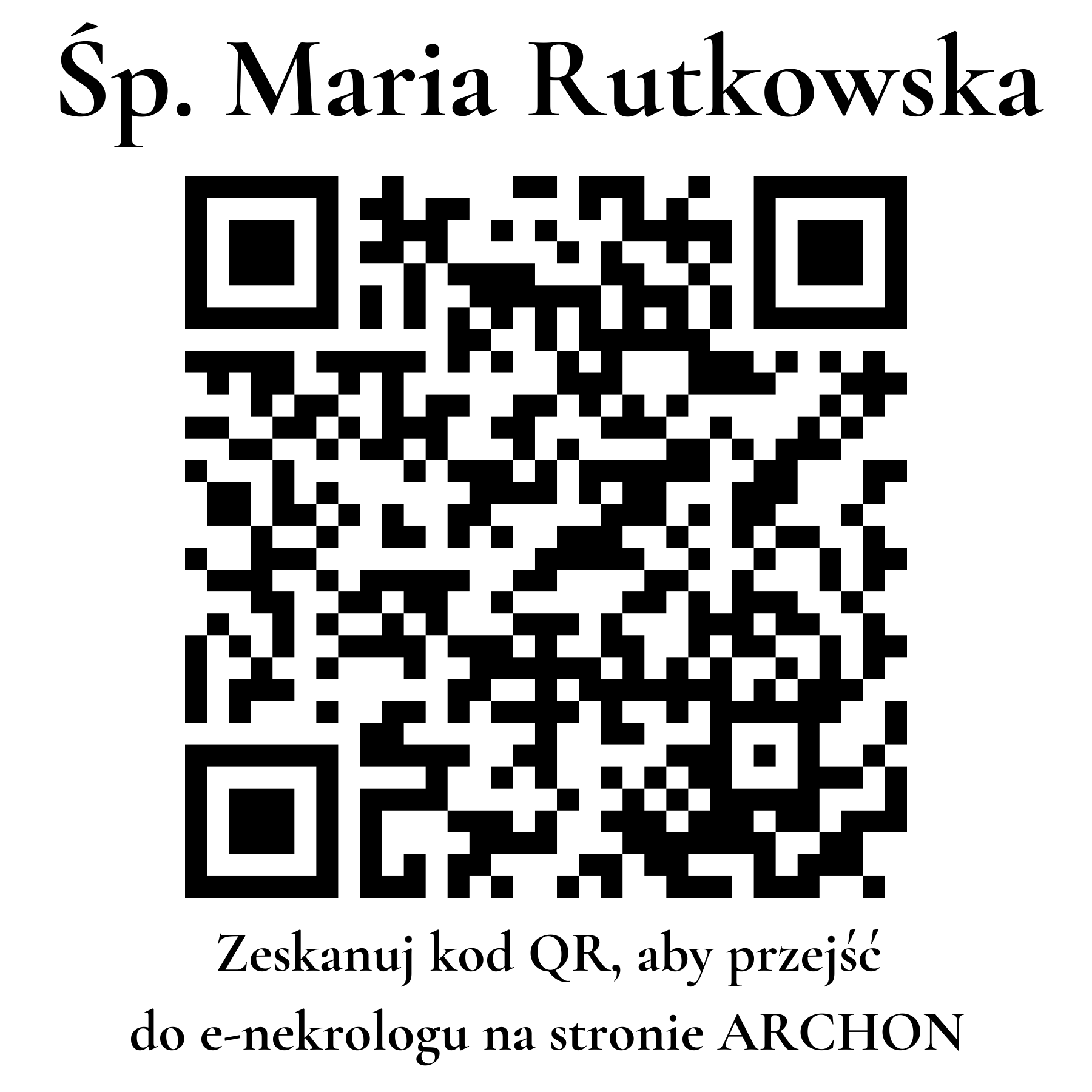Kod QR do nekrologu Maria Rutkowska