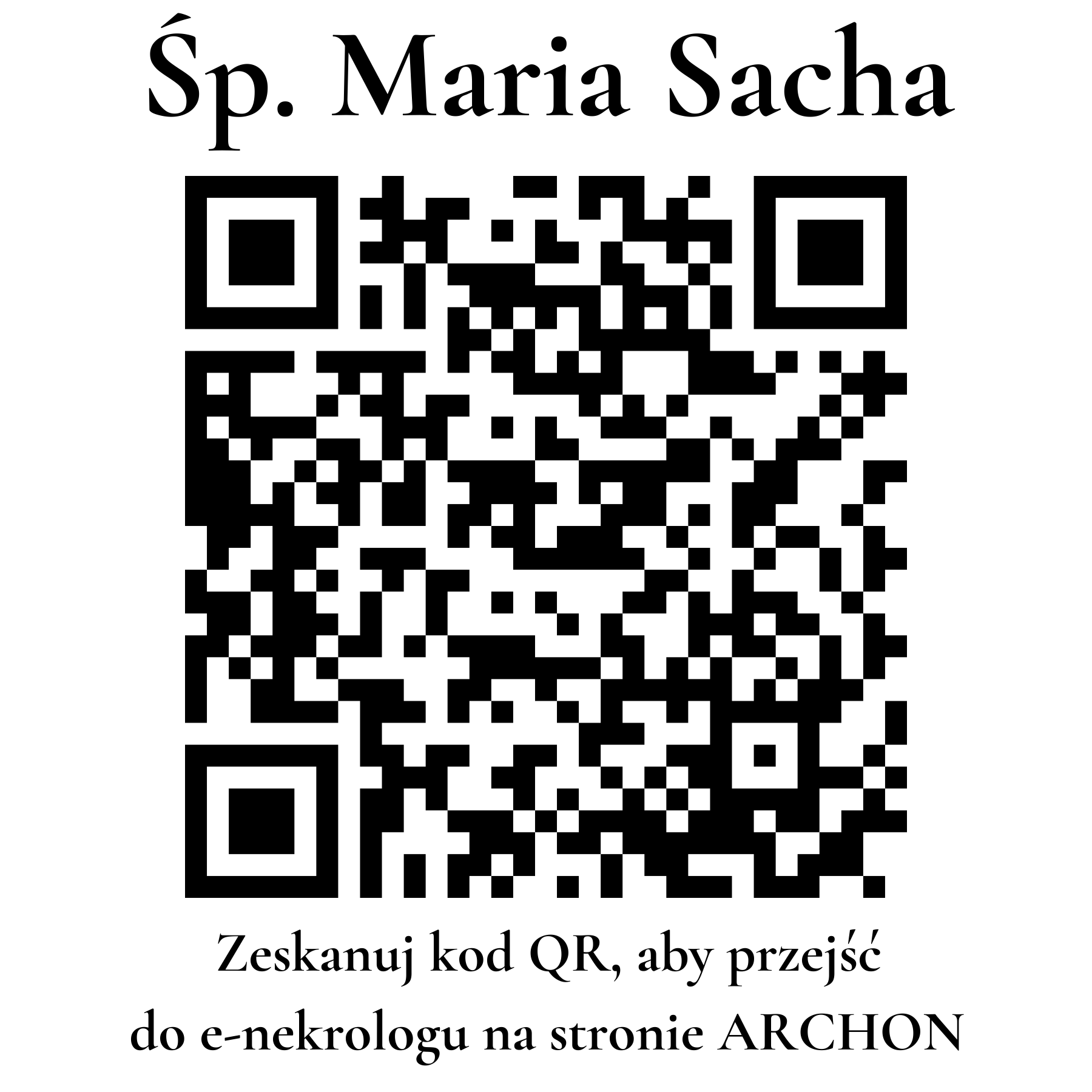 Kod QR do nekrologu Maria Sacha