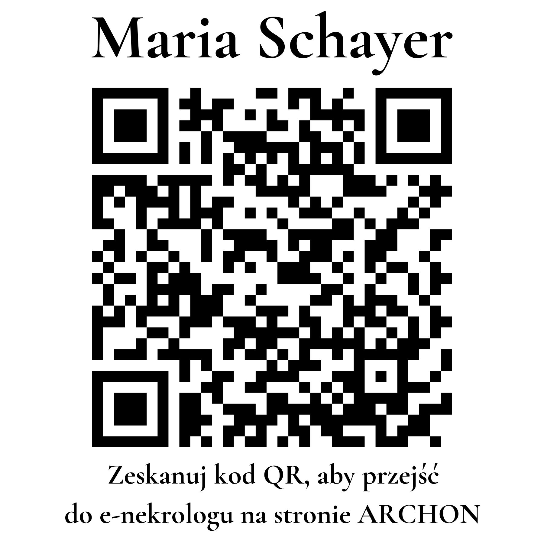Kod QR do nekrologu Maria Schayer