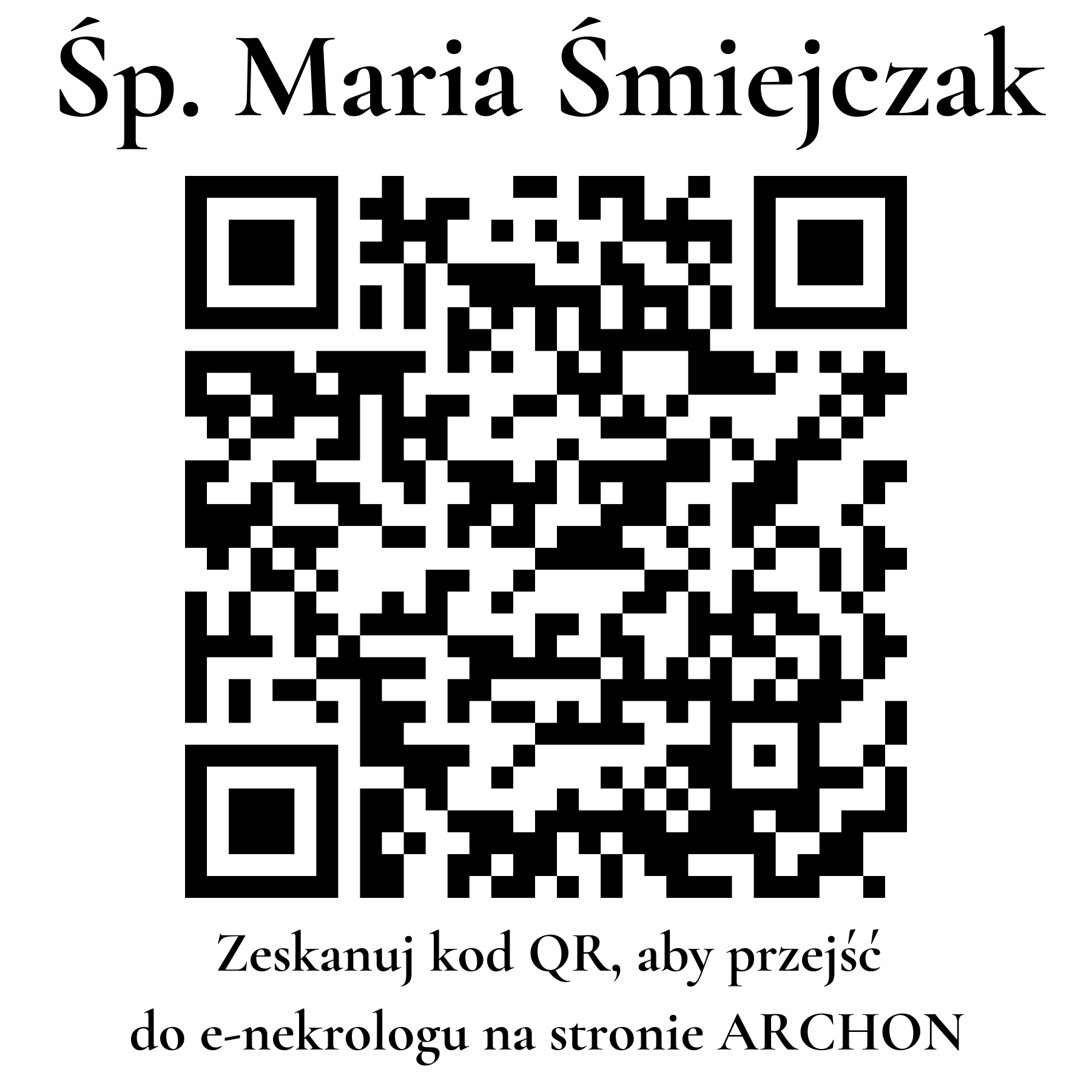 Kod QR do nekrologu Maria Śmiejczak
