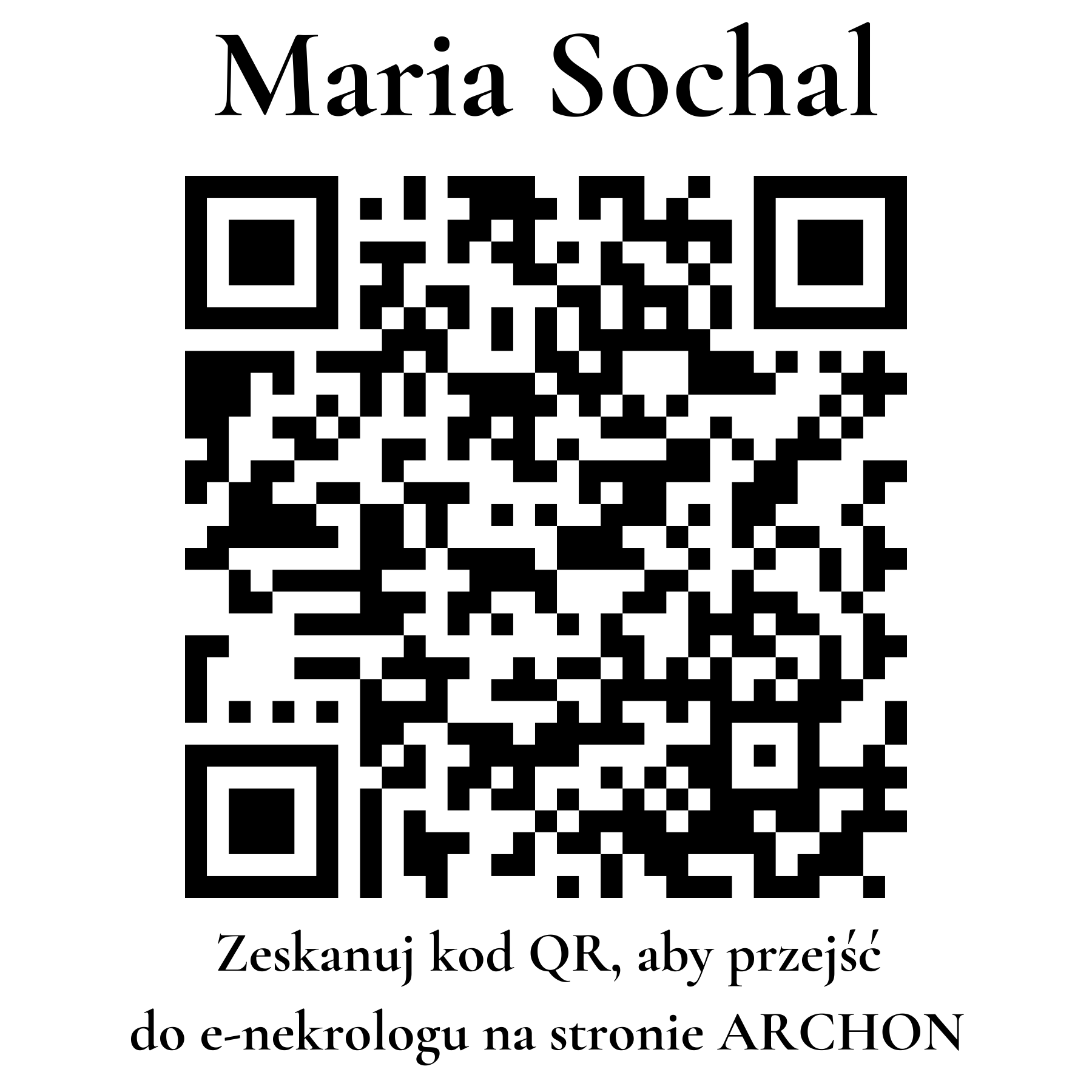 Kod QR do nekrologu Maria Sochal