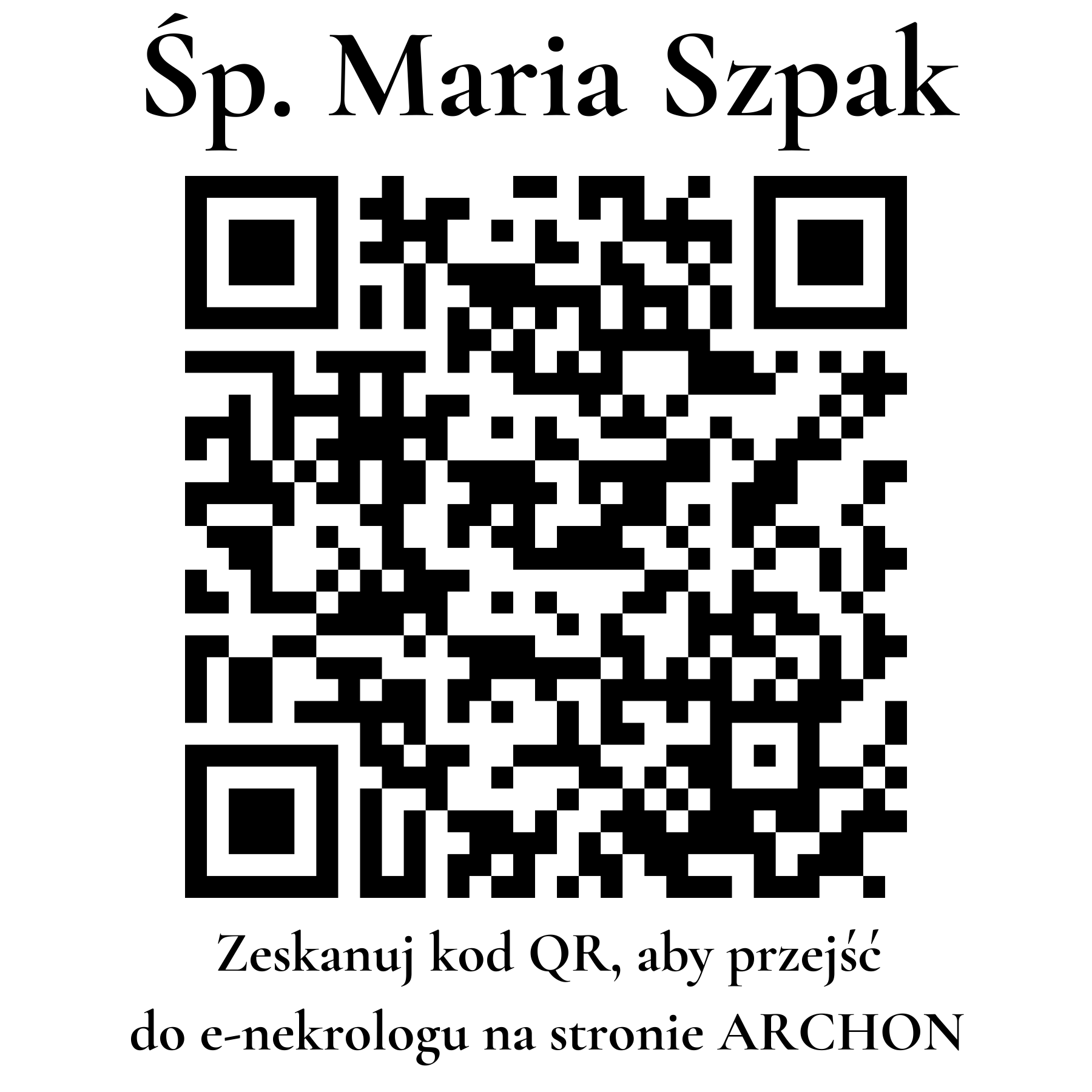 Kod QR do nekrologu Maria Szpak