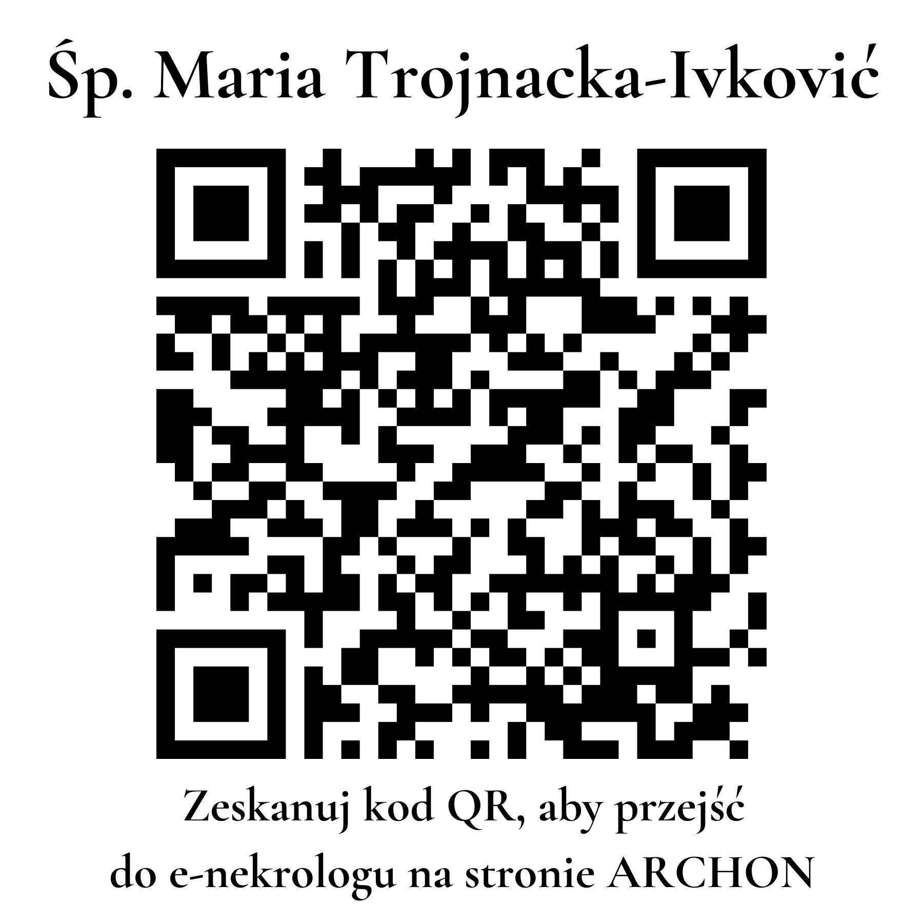 Kod QR do nekrologu Maria Trojnacka-Ivković