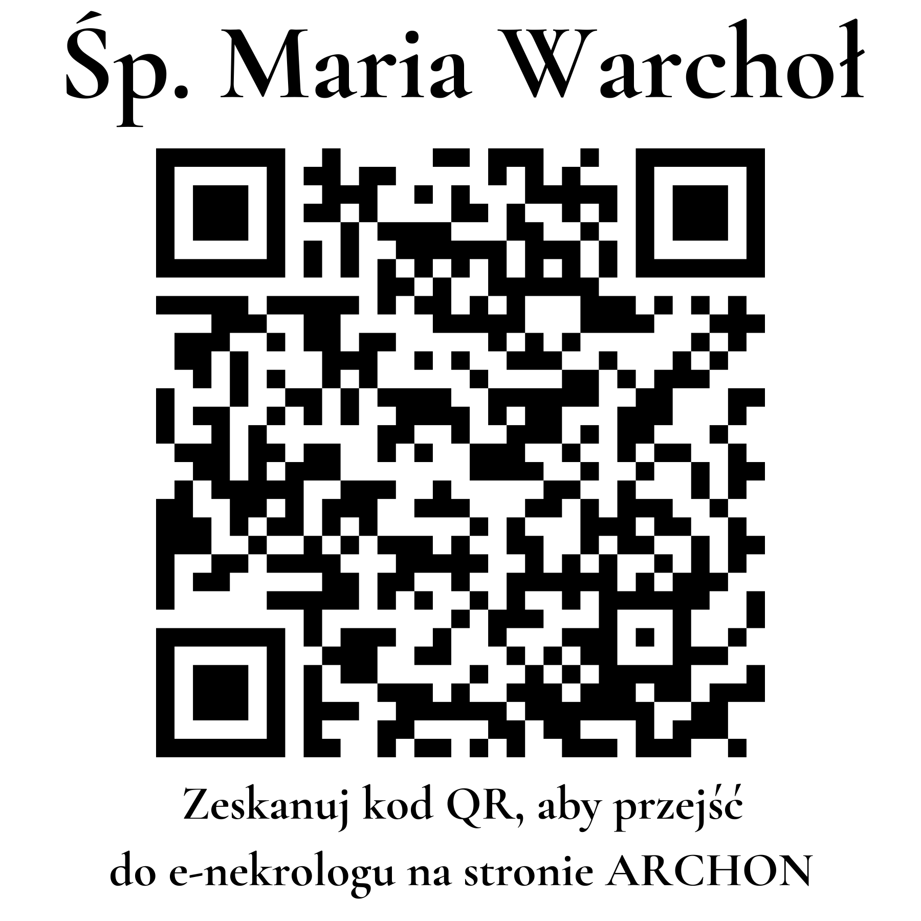 Kod QR do nekrologu Maria Warchoł Kod QR do nekrologu Maria Warchoł