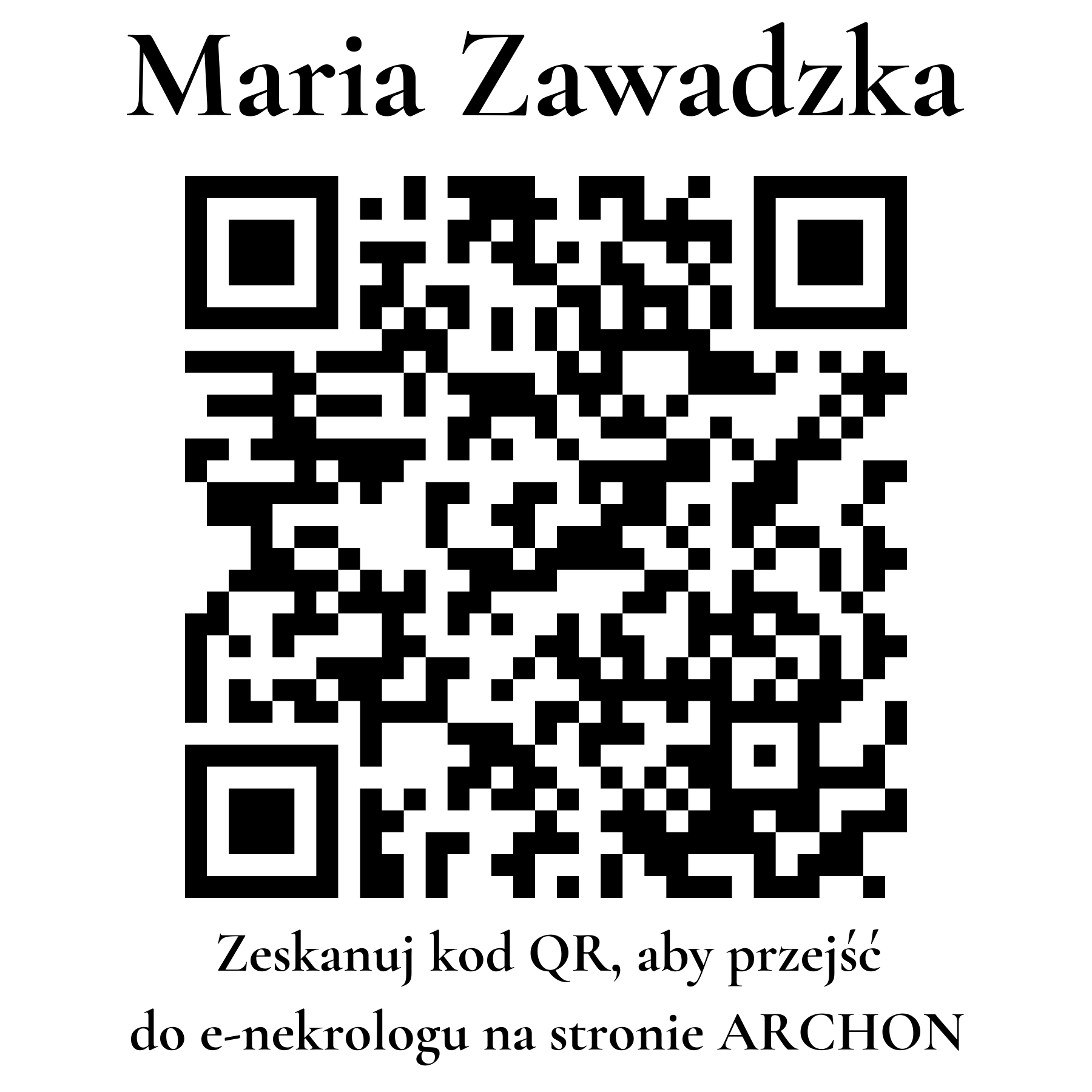 Kod QR do nekrologu Maria Zawadzka