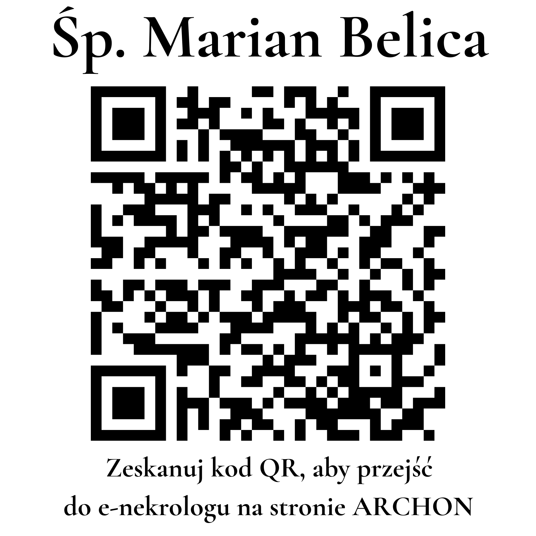 Kod QR do nekrologu Marian Belica
