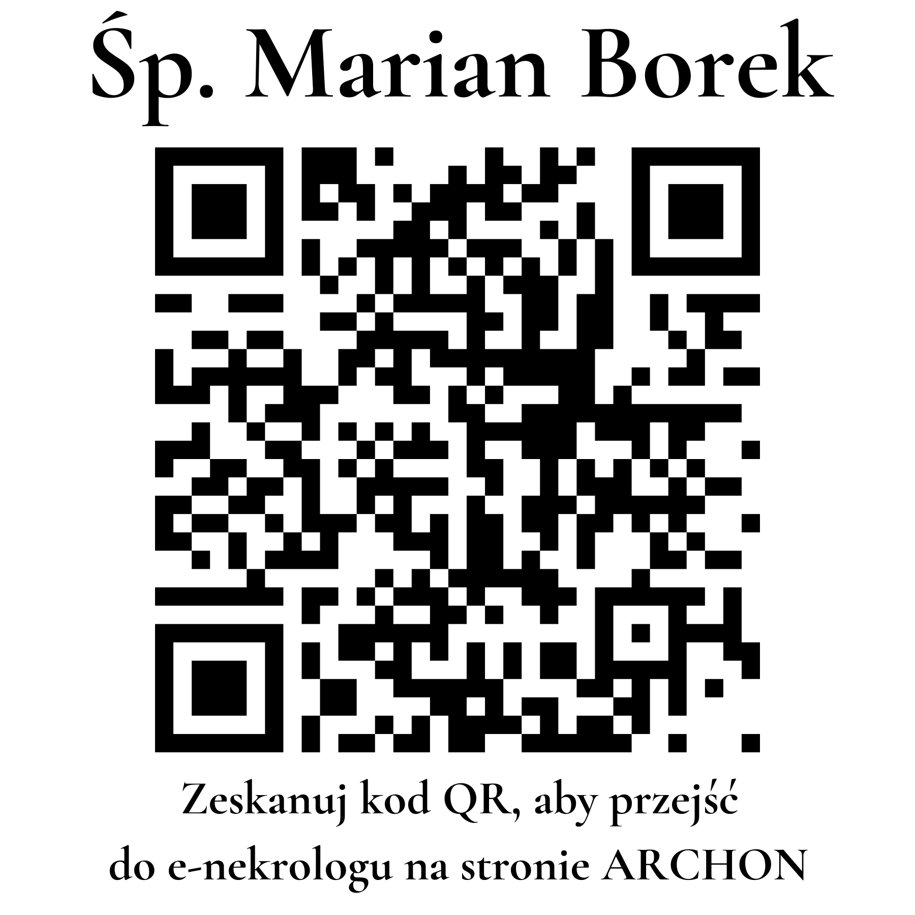 Kod QR do nekrologu Marian Borek