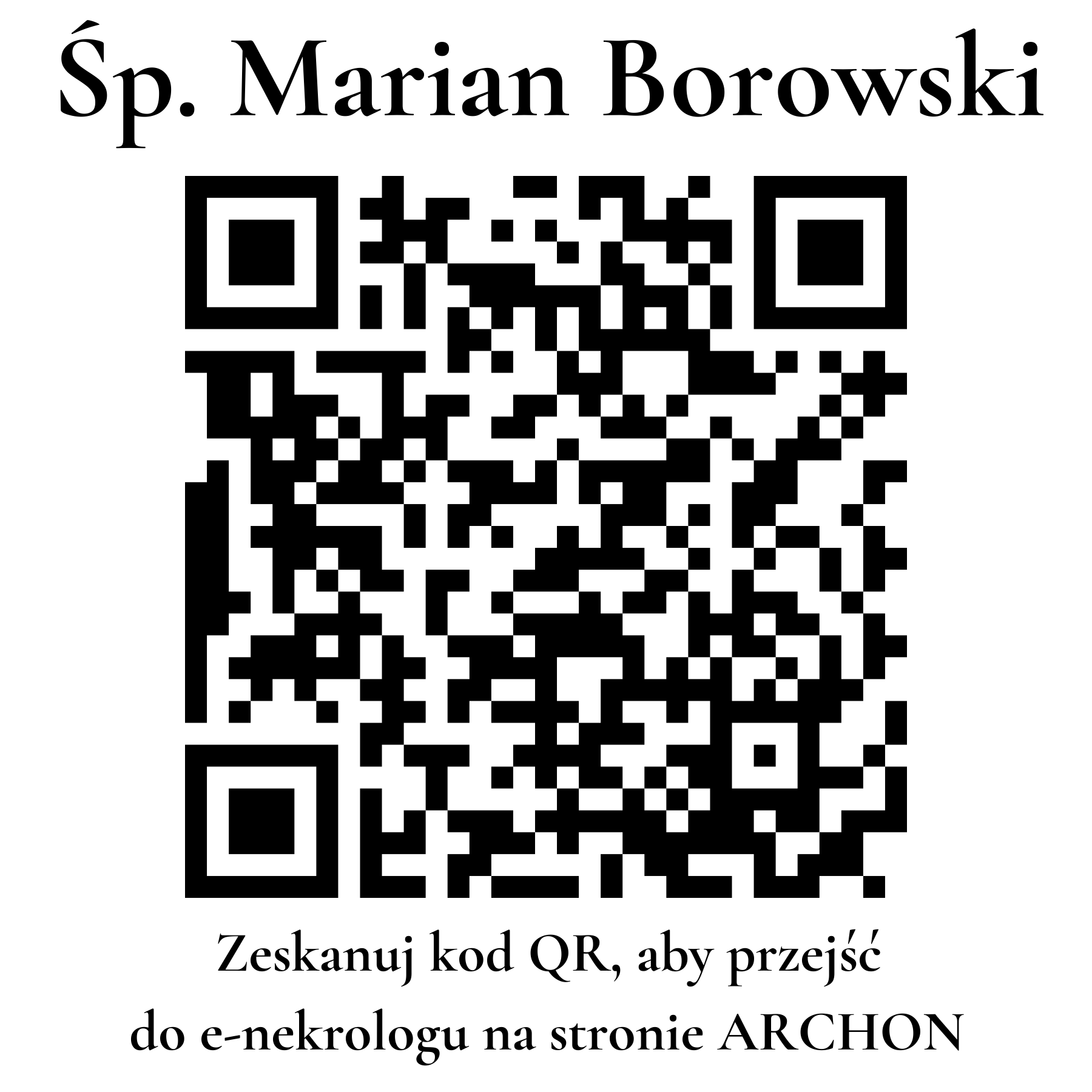 Kod QR do nekrologu Marian Borowski Kod QR do nekrologu Marian Borowski