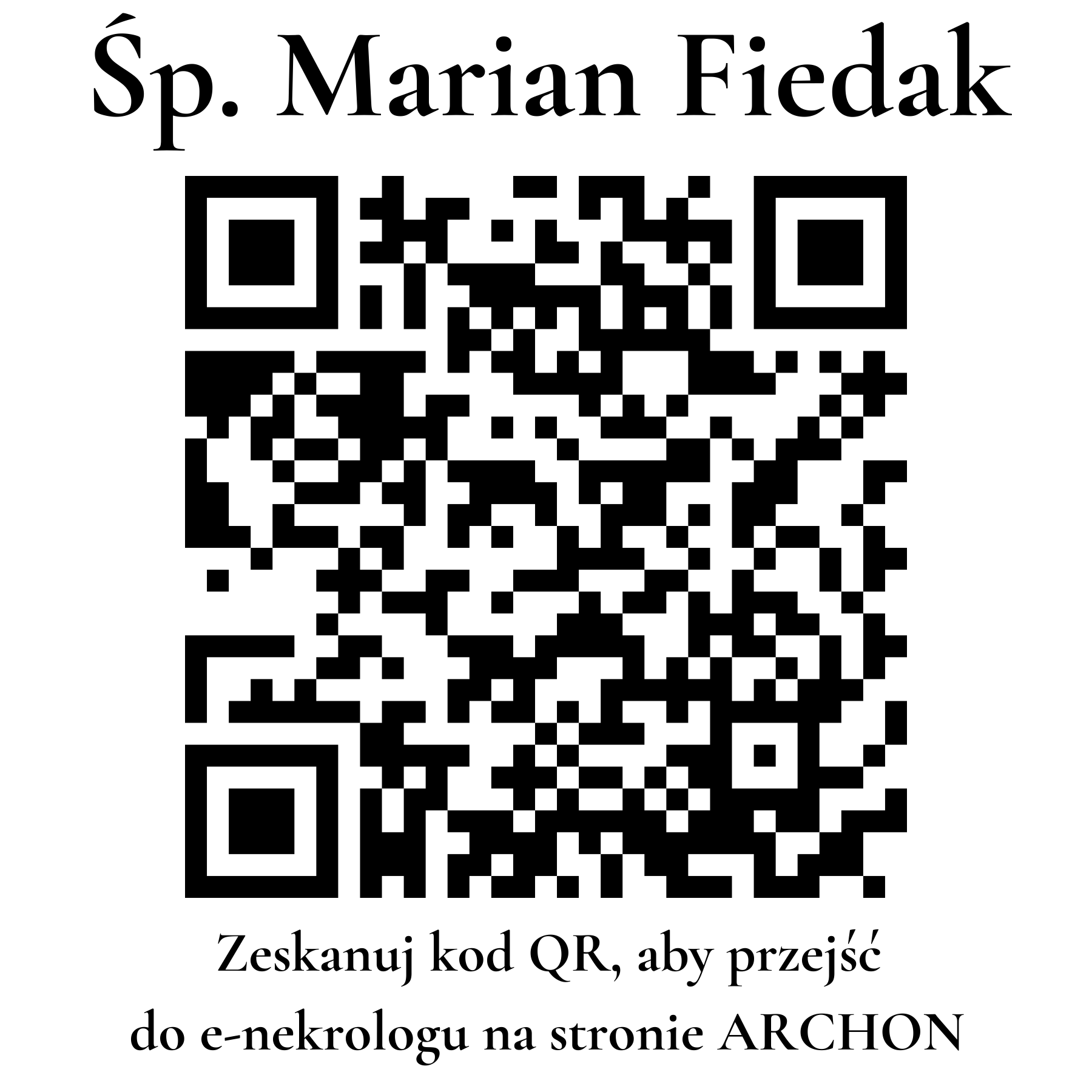 Kod QR do nekrologu Marian Fiedak