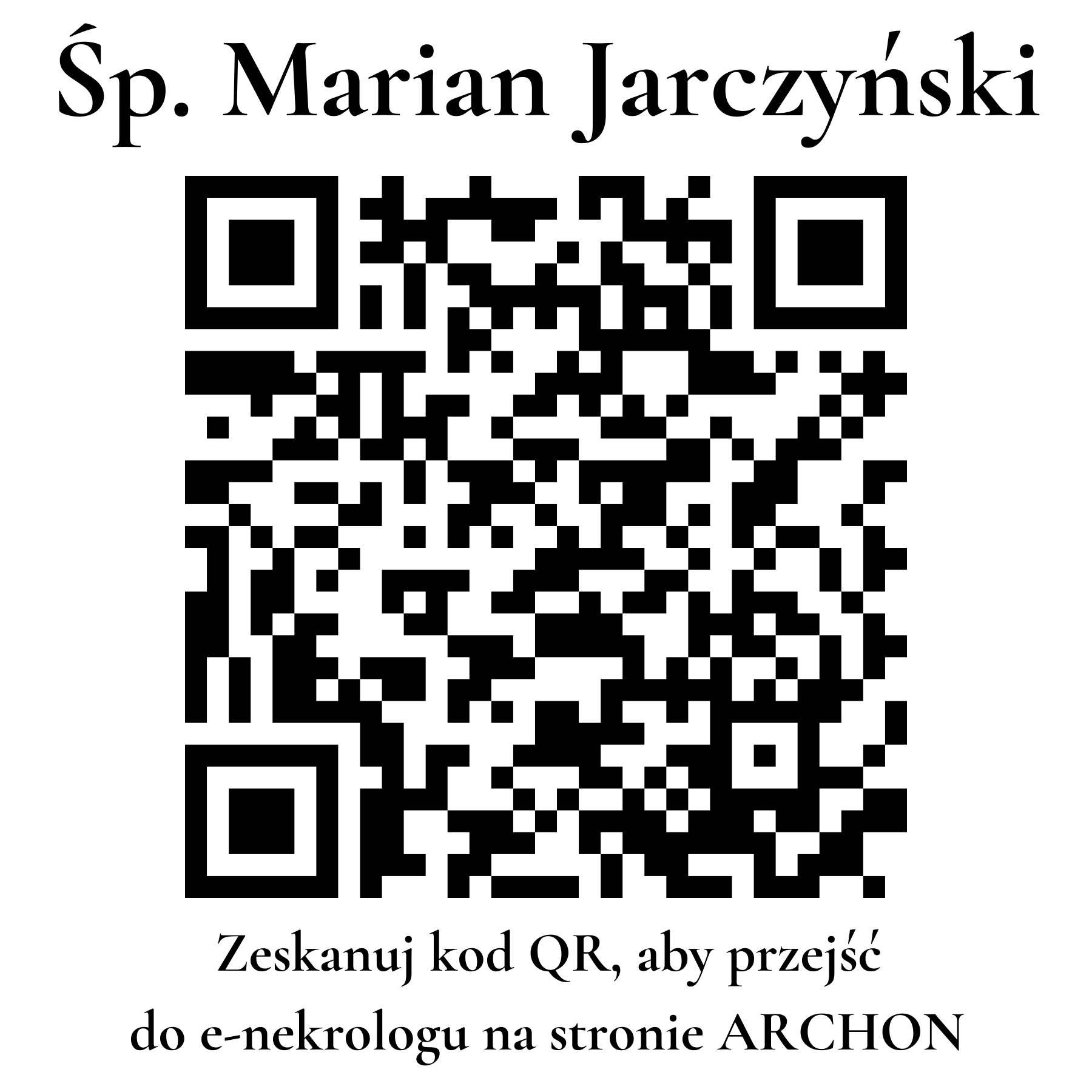 Kod QR do nekrologu Marian Jarczyński Kod QR do nekrologu Marian Jarczyński
