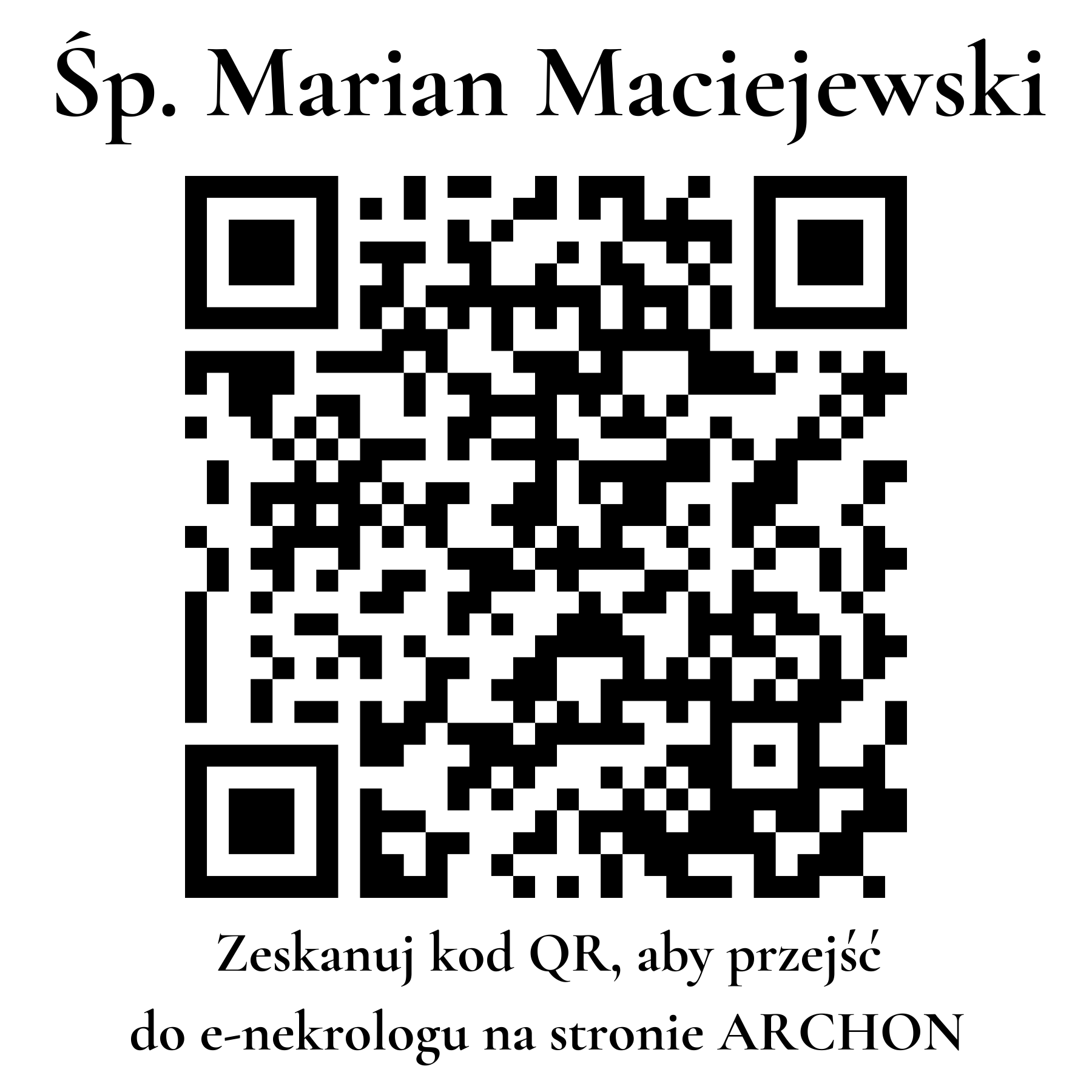Kod QR do nekrologu Marian Maciejewski Kod QR do nekrologu Marian Maciejewski