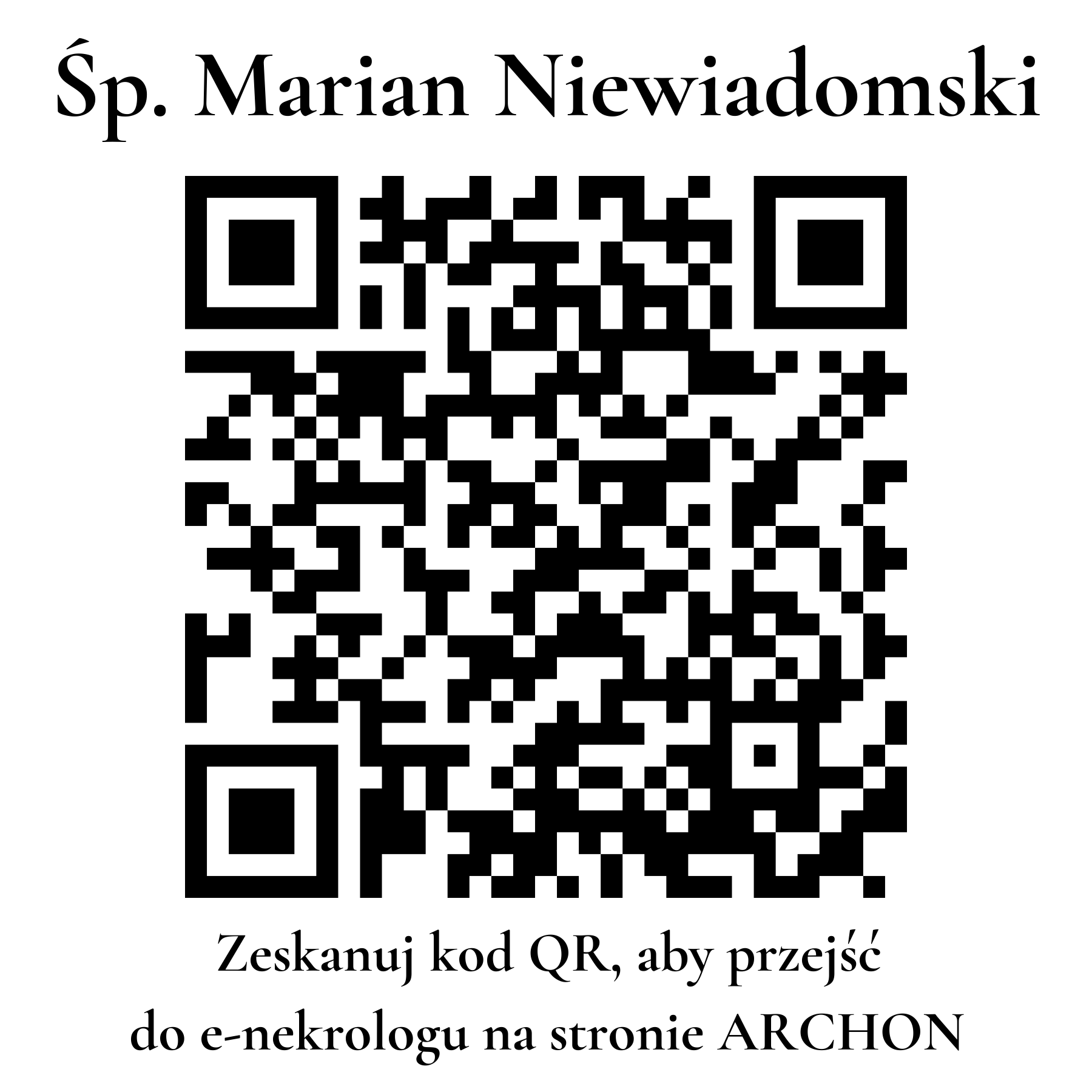 Kod QR do nekrologu Marian Niewiadomski