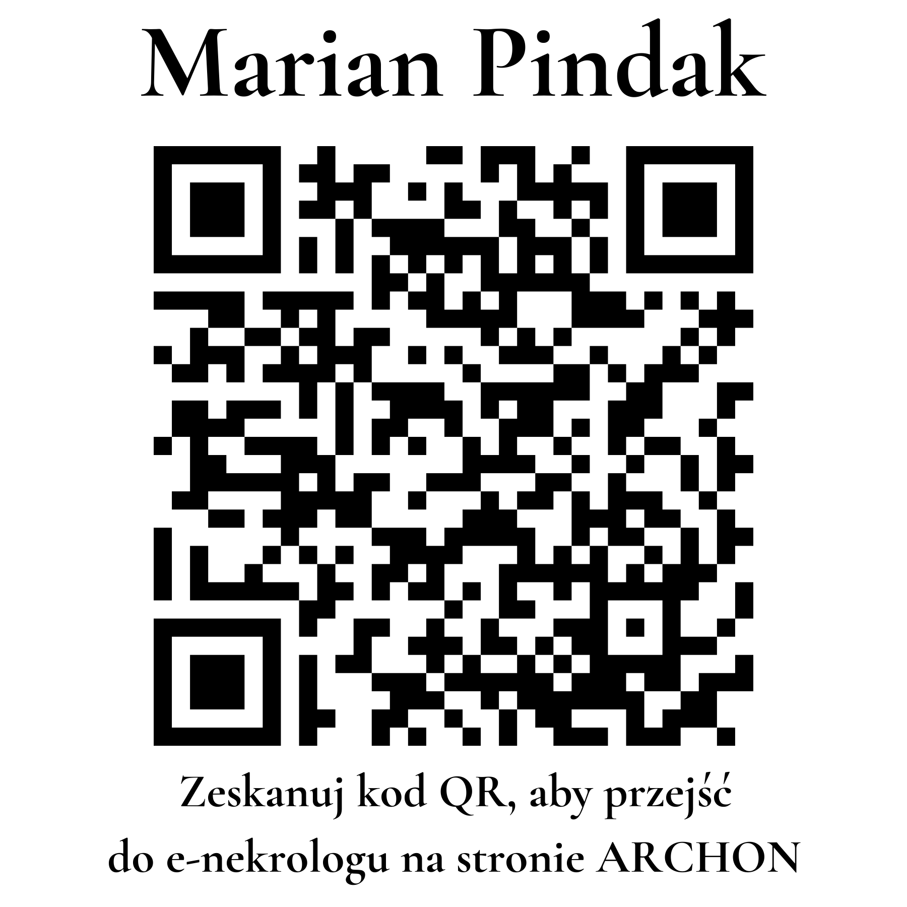 Kod QR do nekrologu Marian Pindak
