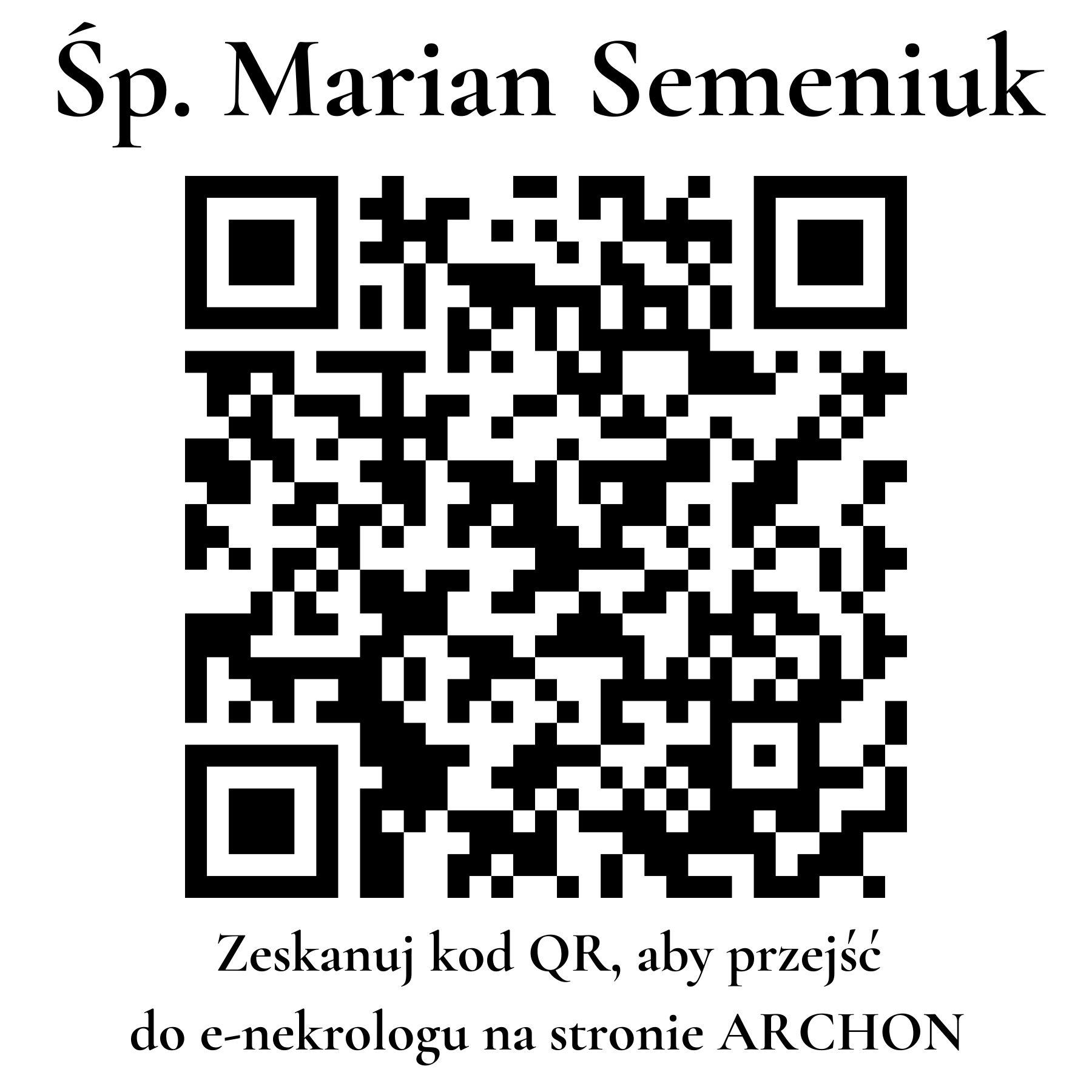 Kod QR do nekrologu Marian Semeniuk
