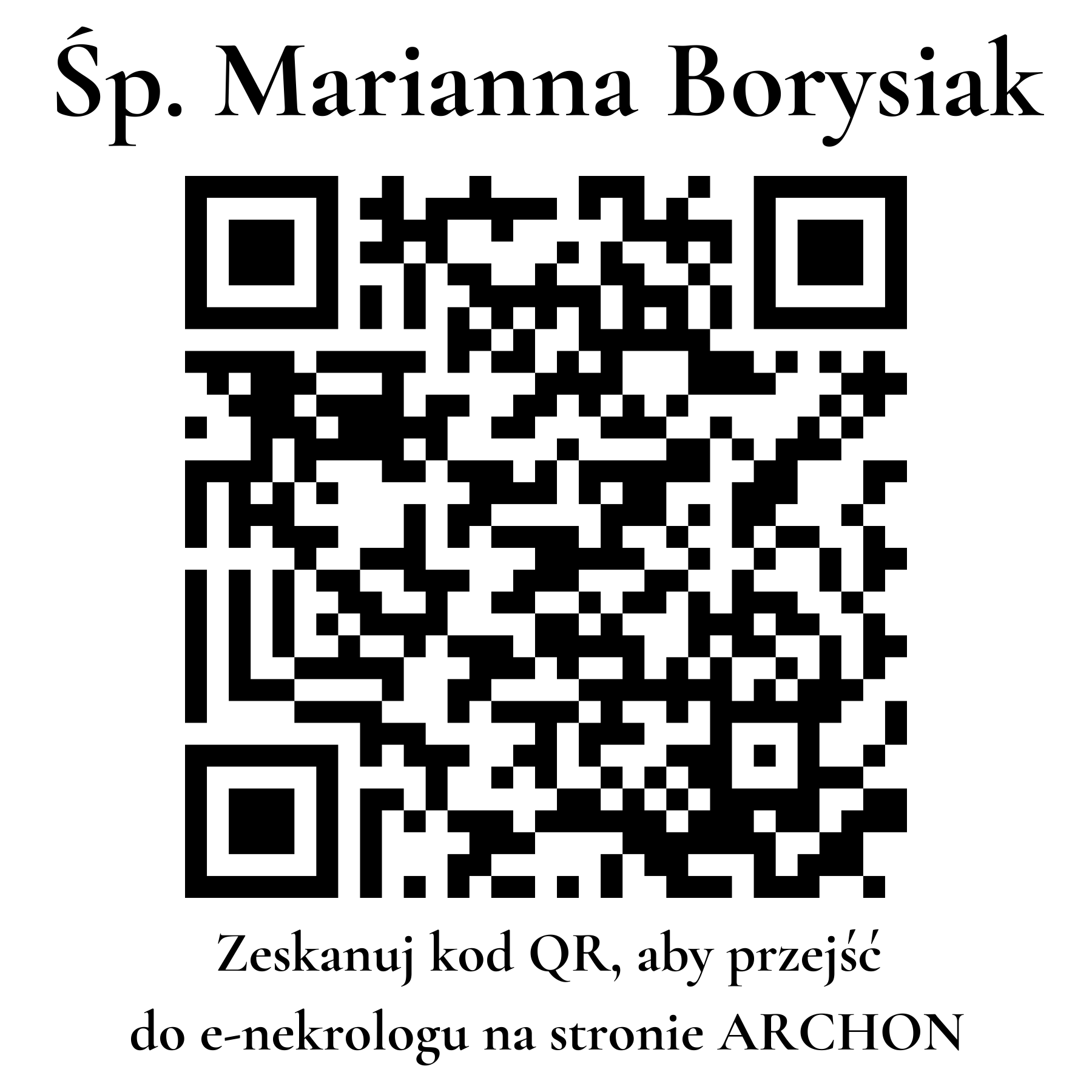 Kod QR do nekrologu Marianna Borysiak