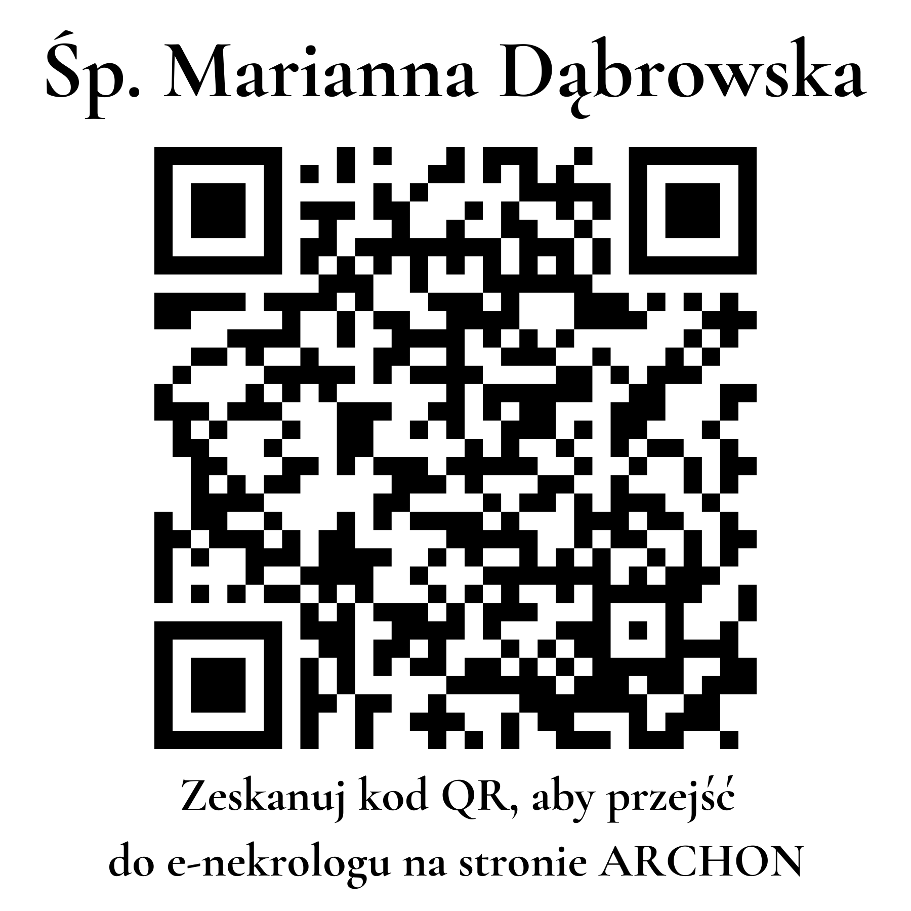 Kod QR do nekrologu Marianna Dąbrowska