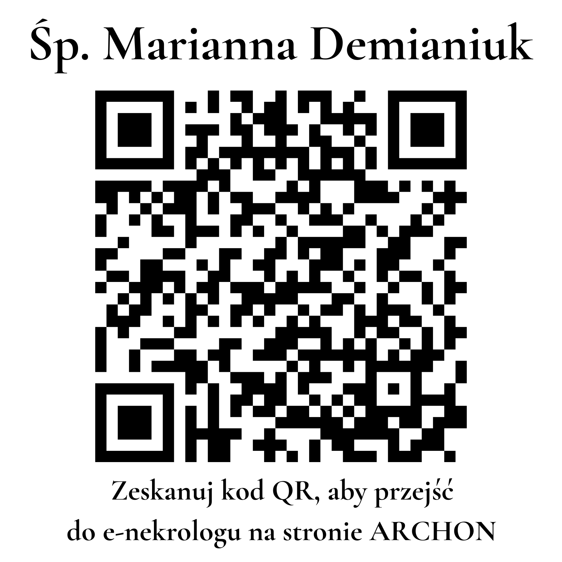 Kod QR do nekrologu Marianna Demianiuk
