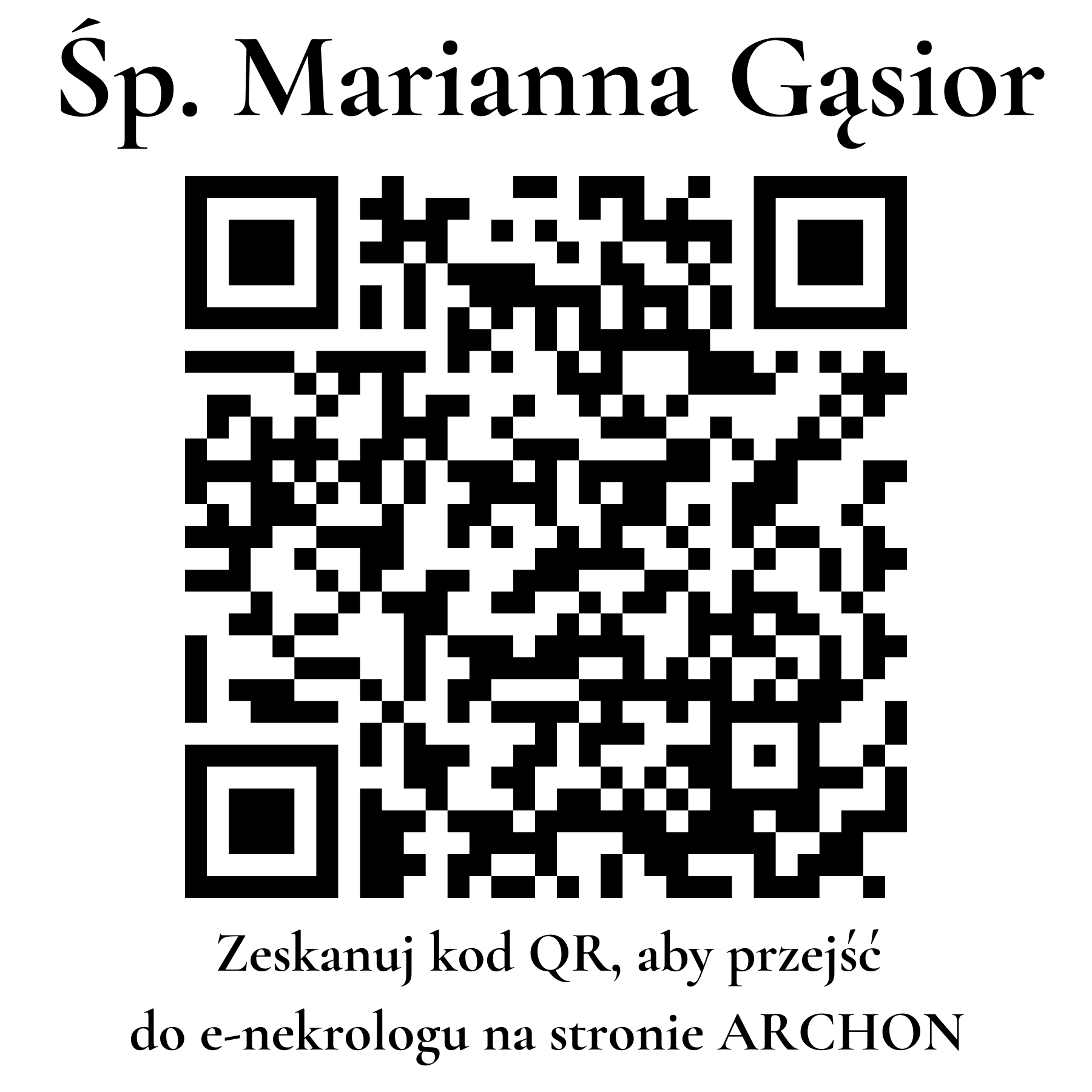 Kod QR do nekrologu Marianna Gąsior