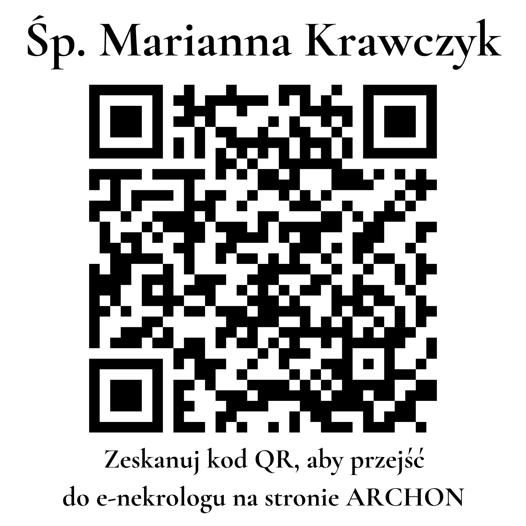 Kod QR do nekrologu Marianna Krawczyk