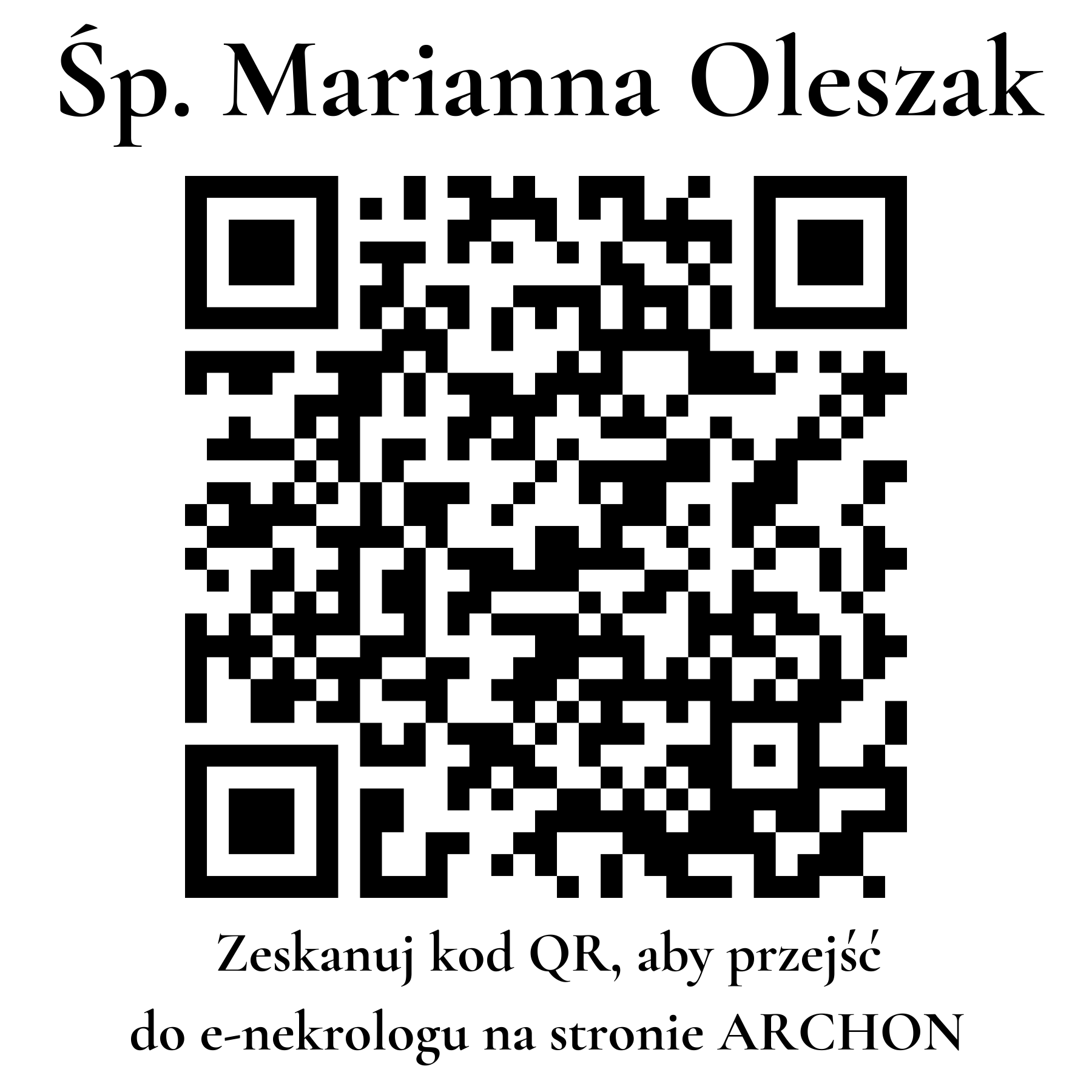 Kod QR do nekrologu Marianna Oleszak