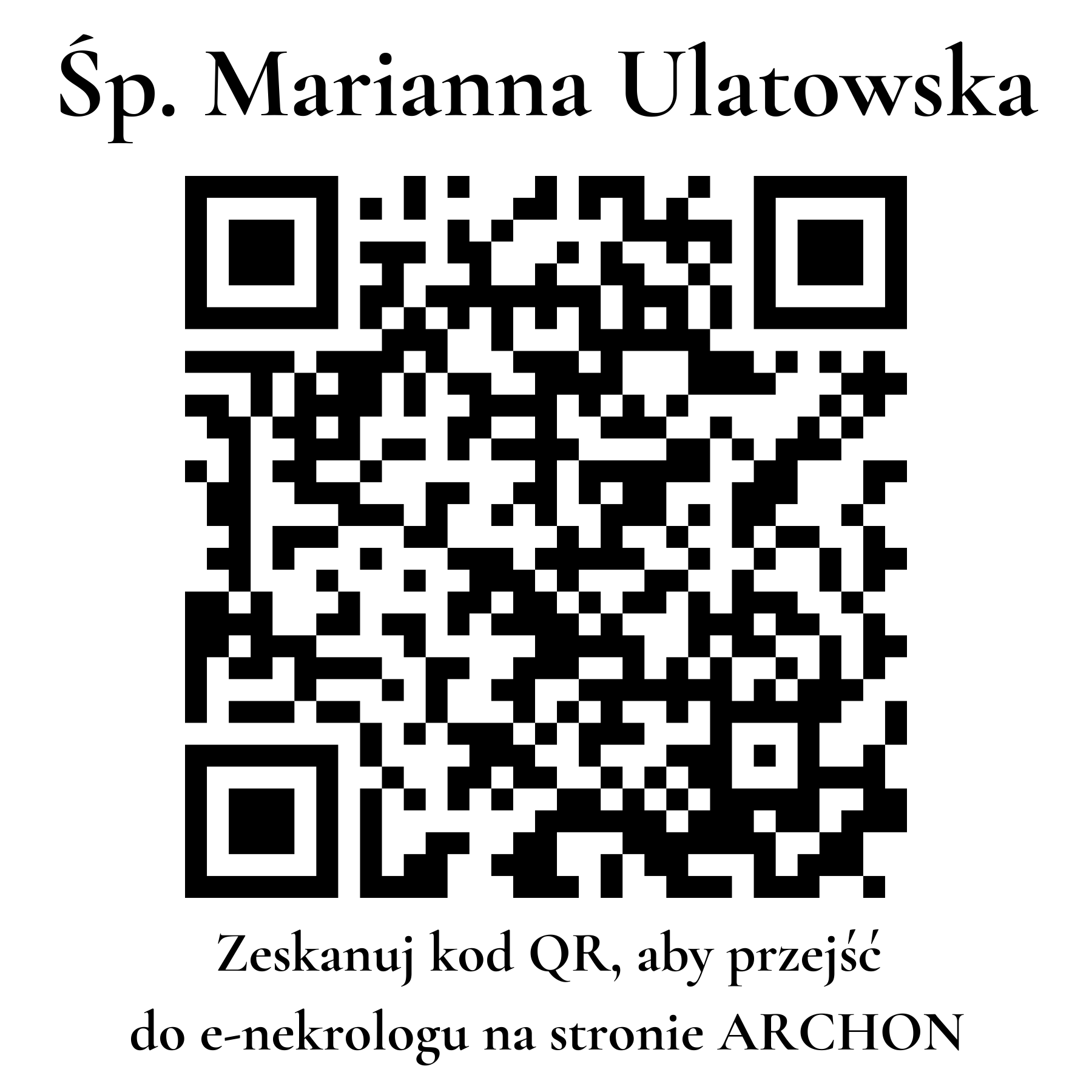 Kod QR do nekrologu Marianna Ulatowska