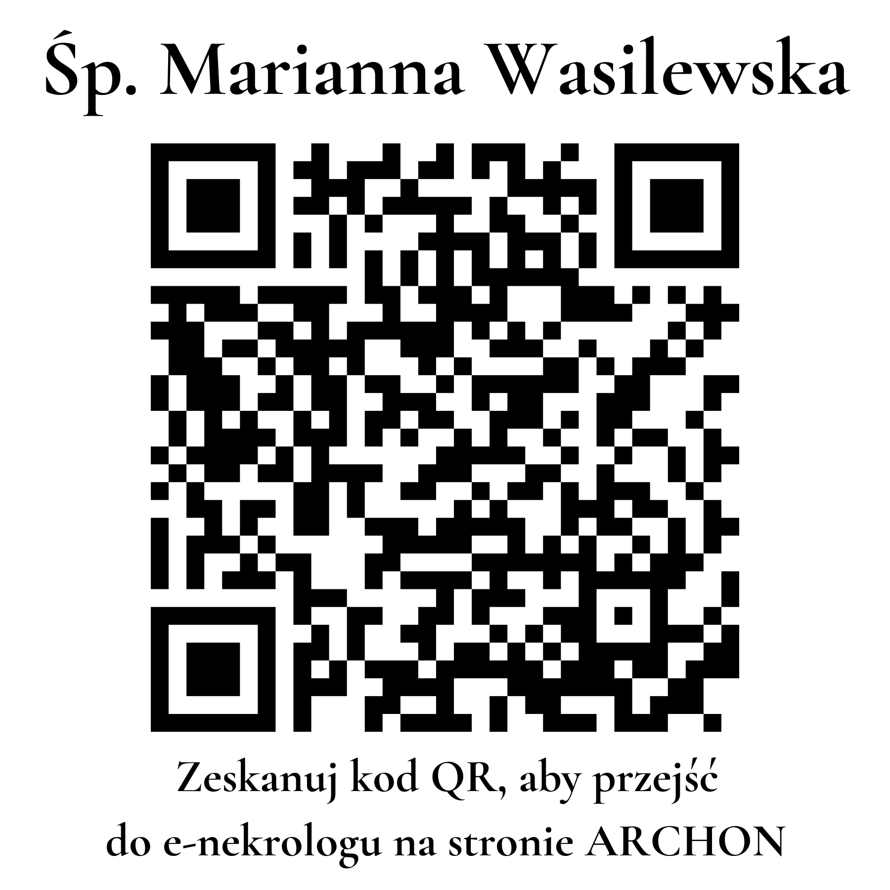 Kod QR do nekrologu Marianna Wasilewska