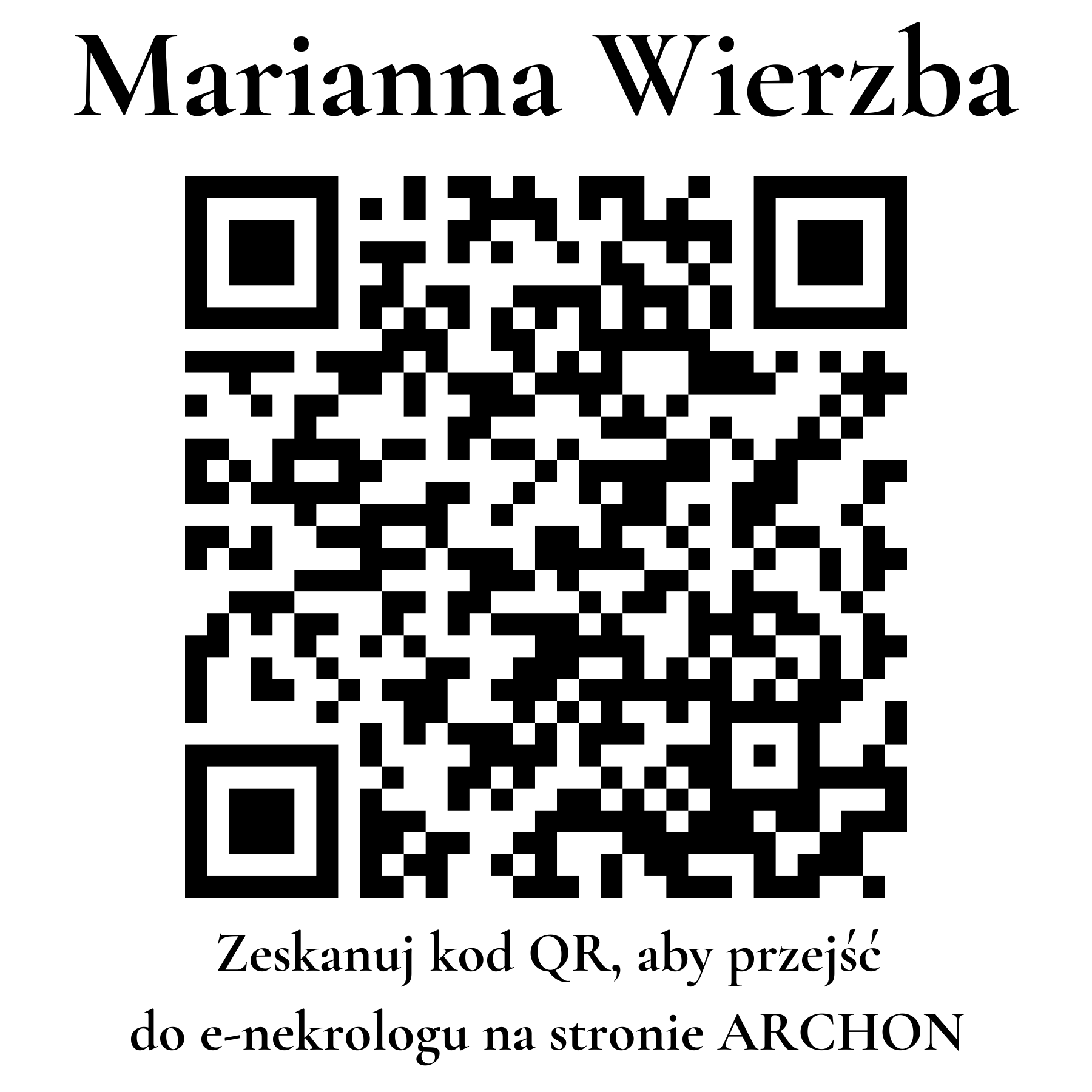 Kod QR do nekrologu Marianna Wierzba