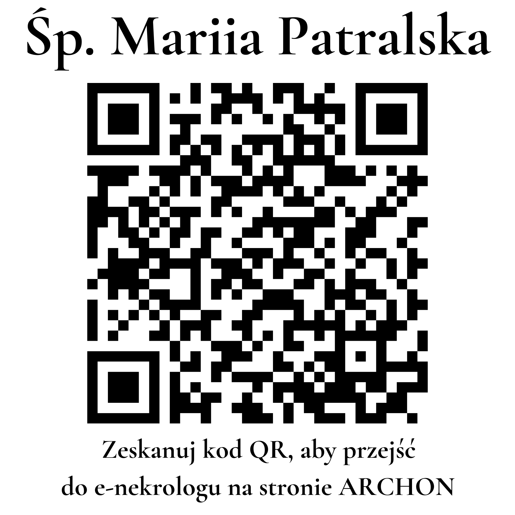 Kod QR do nekrologu Mariia Patralska