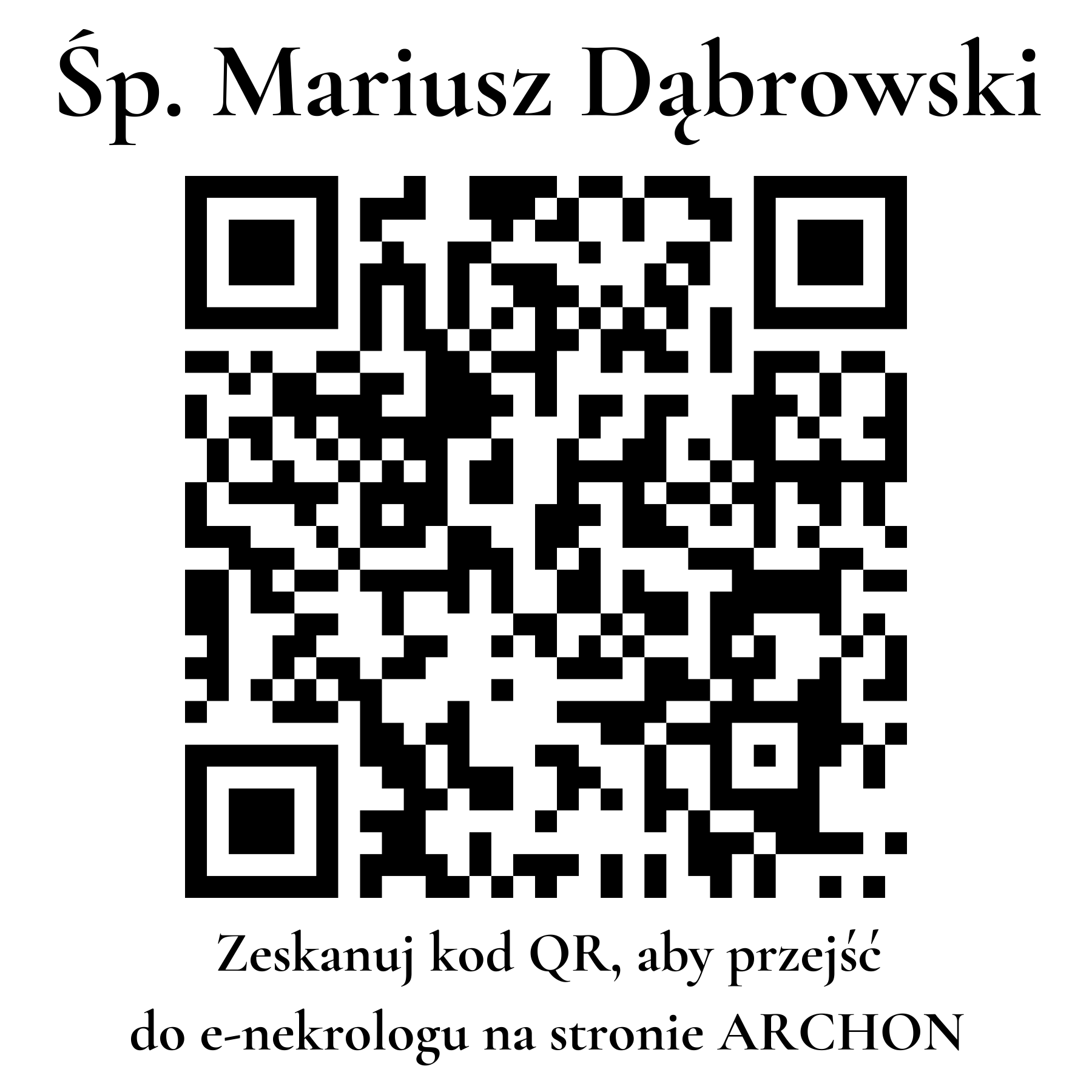 Kod QR do nekrologu Mariusz Dąbrowski