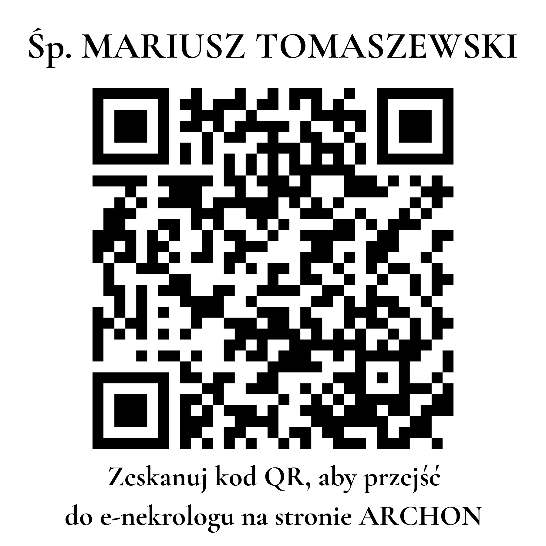 Kod QR do nekrologu MARIUSZ TOMASZEWSKI
