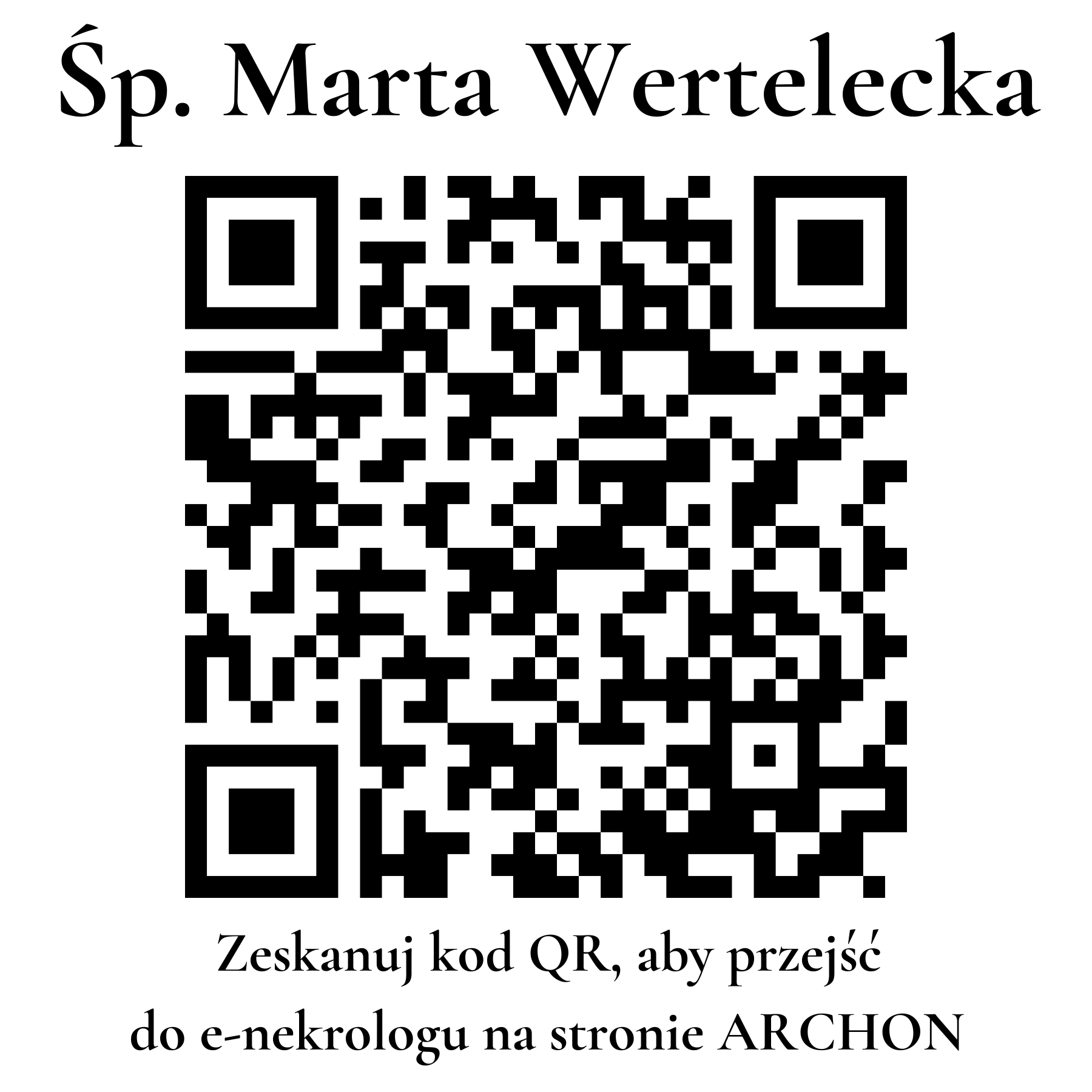 Kod QR do nekrologu Marta Wertelecka