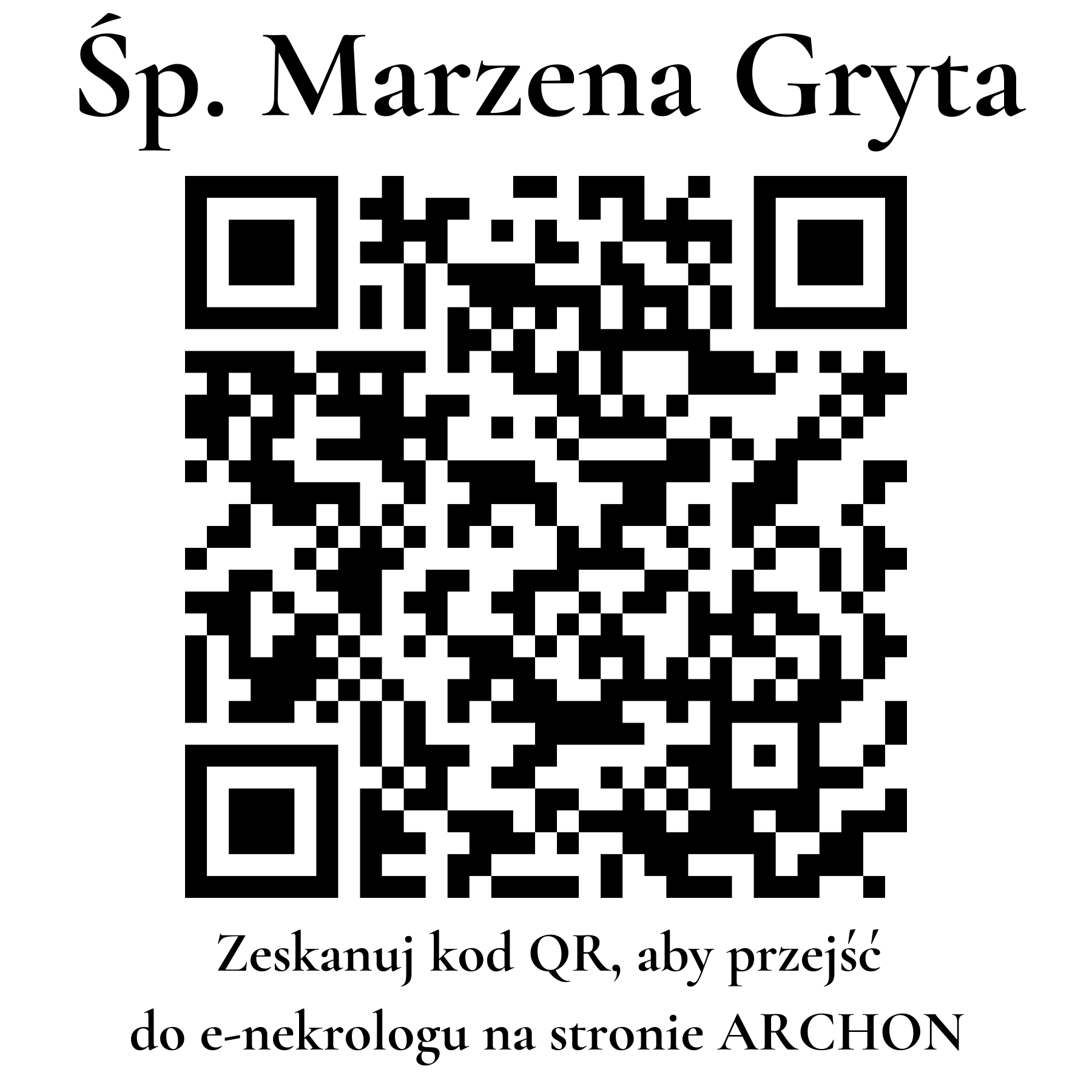 Kod QR do nekrologu Marzena Gryta