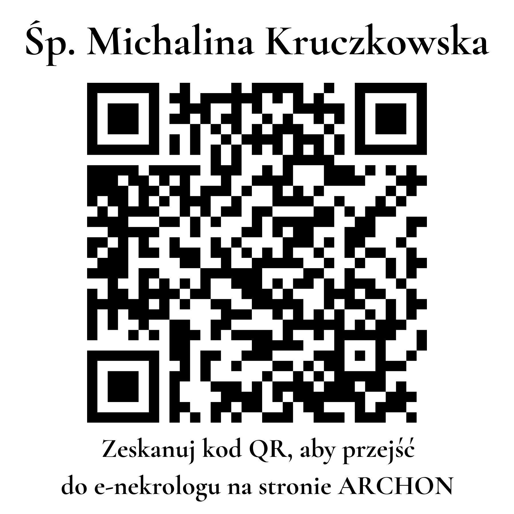 Kod QR do nekrologu Michalina Kruczkowska