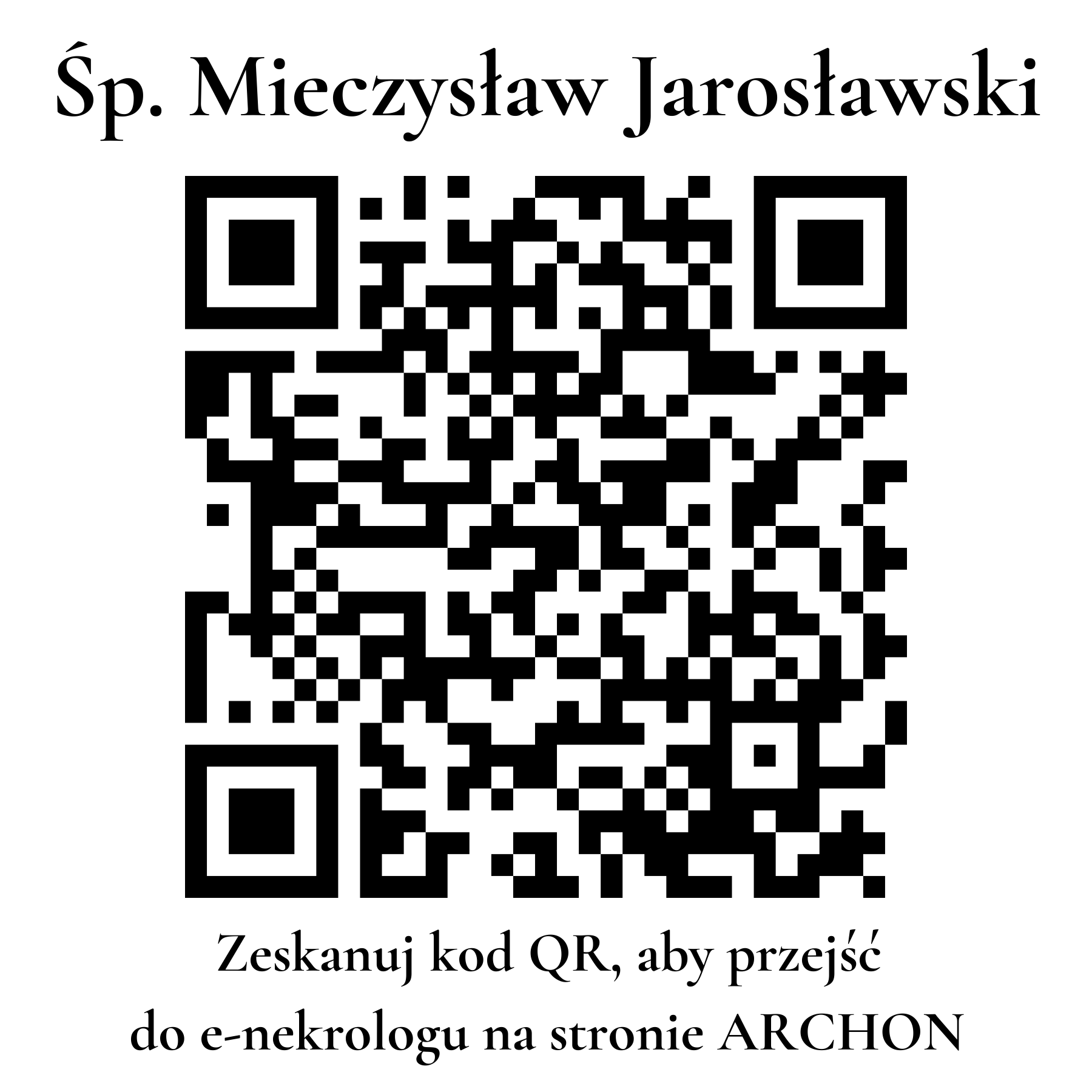 Kod QR do nekrologu Mieczysław Jarosławski