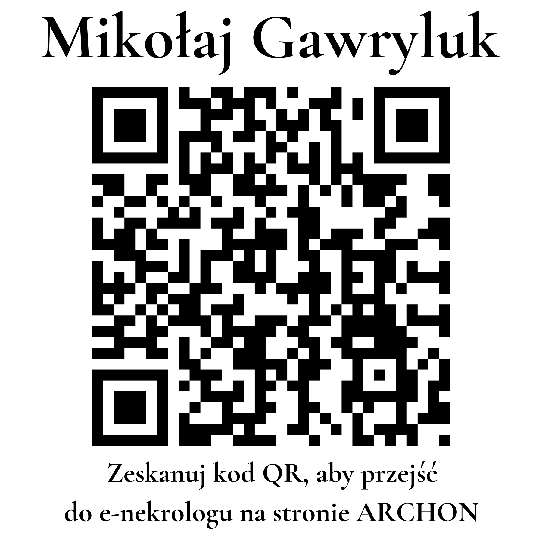 Kod QR do nekrologu Mikołaj Gawryluk