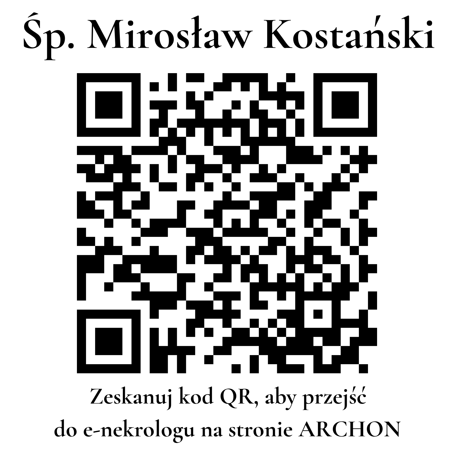 Kod QR do nekrologu Mirosław Kostański