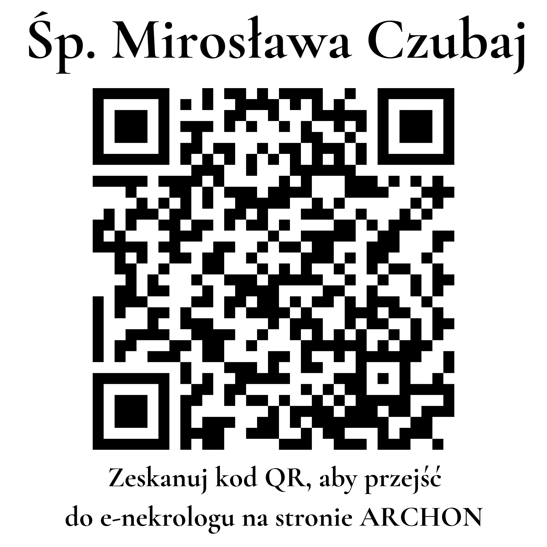 Kod QR do nekrologu Mirosława Czubaj