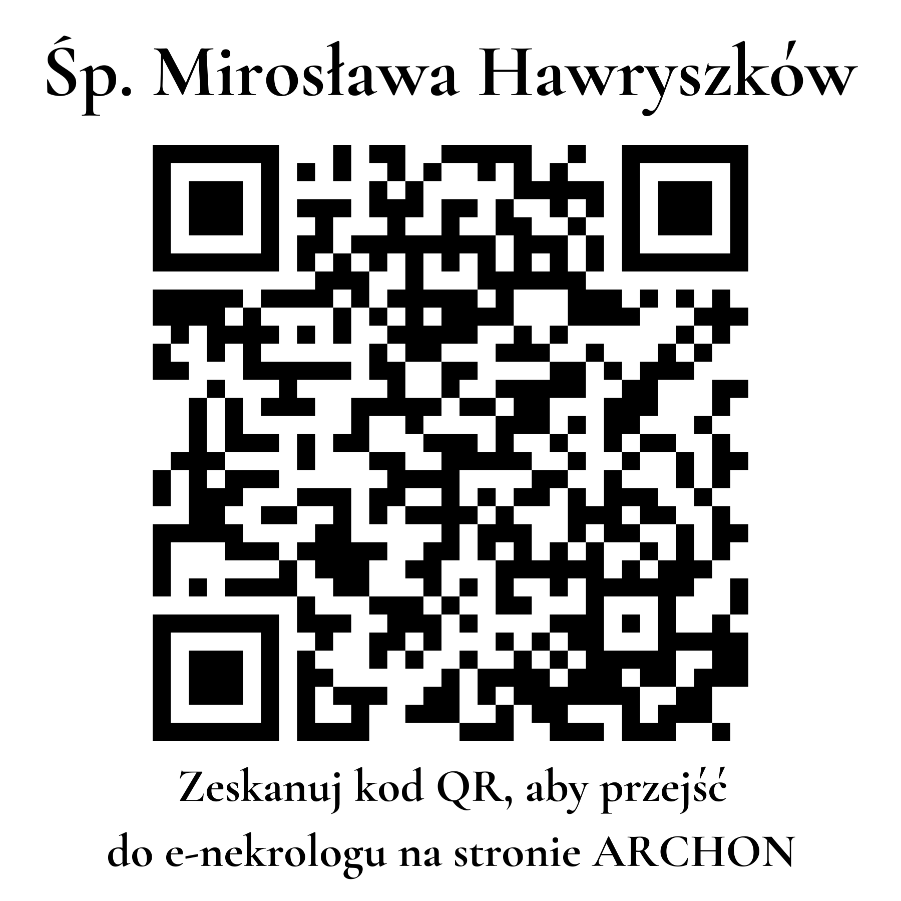 Kod QR do nekrologu Mirosława Hawryszków