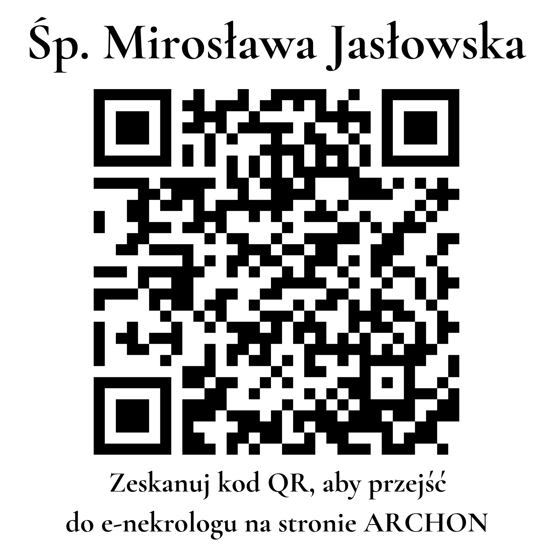 Kod QR do nekrologu Mirosława Jasłowska