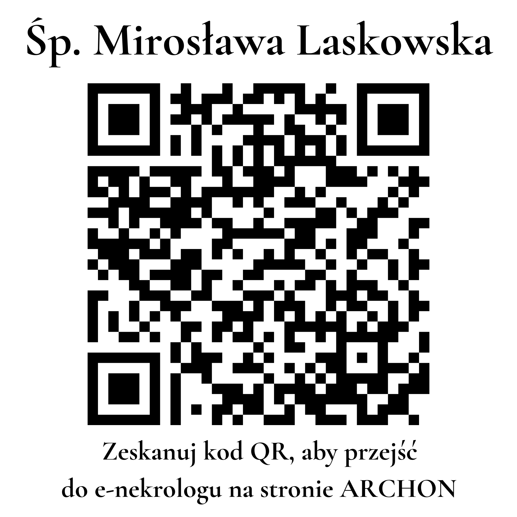 Kod QR do nekrologu Mirosława Laskowska